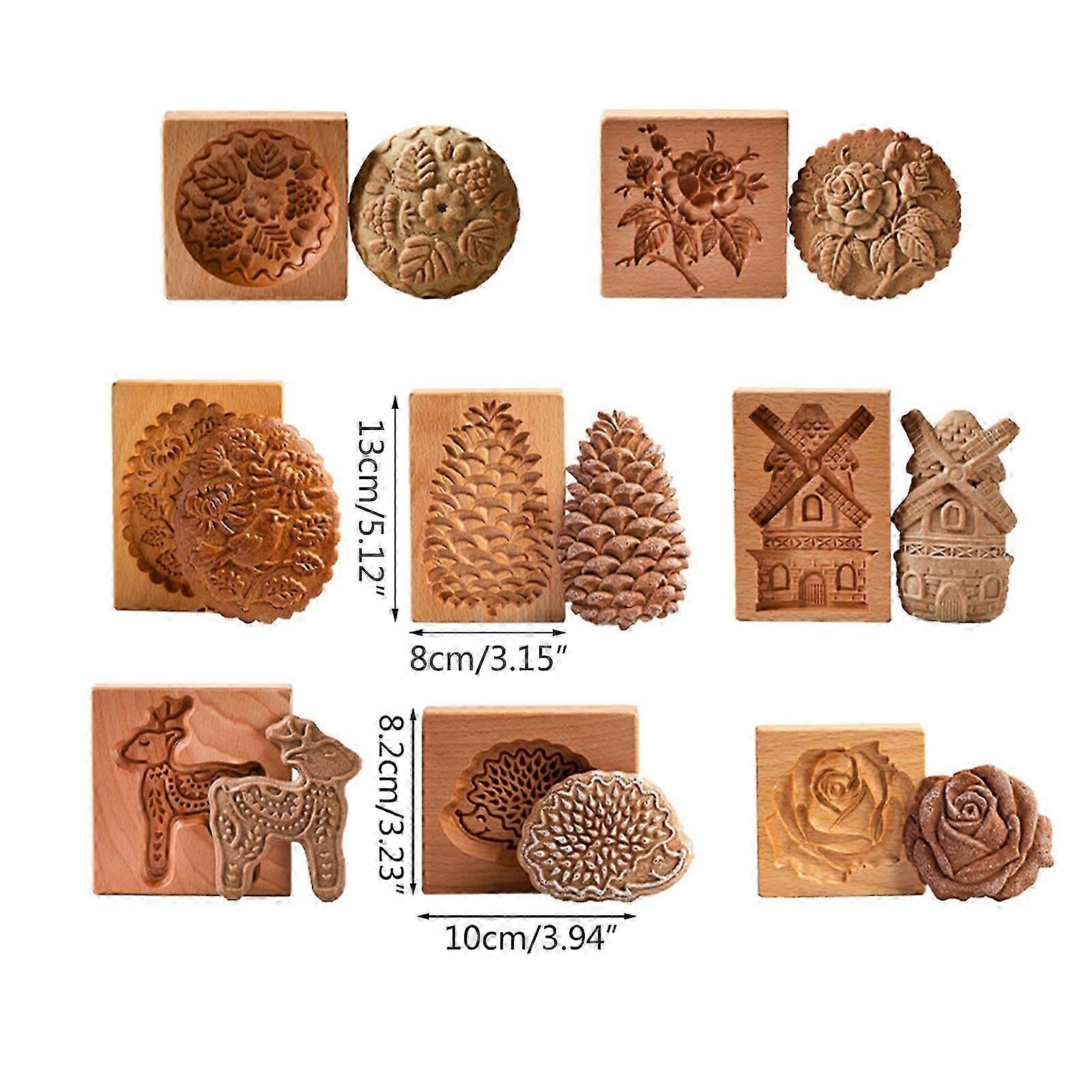 DIY Wood Material Cookie Molds Cookie Cutters Chocolate Moulds for Cookies Stamp Embossing Baking Cookie 8 Styles Choose