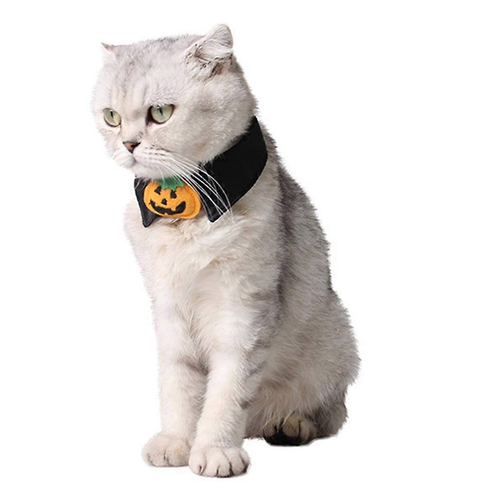 Pet Bow Tie Adjustable for Pets 2Pcs Cat Halloween Pumpkin Collar