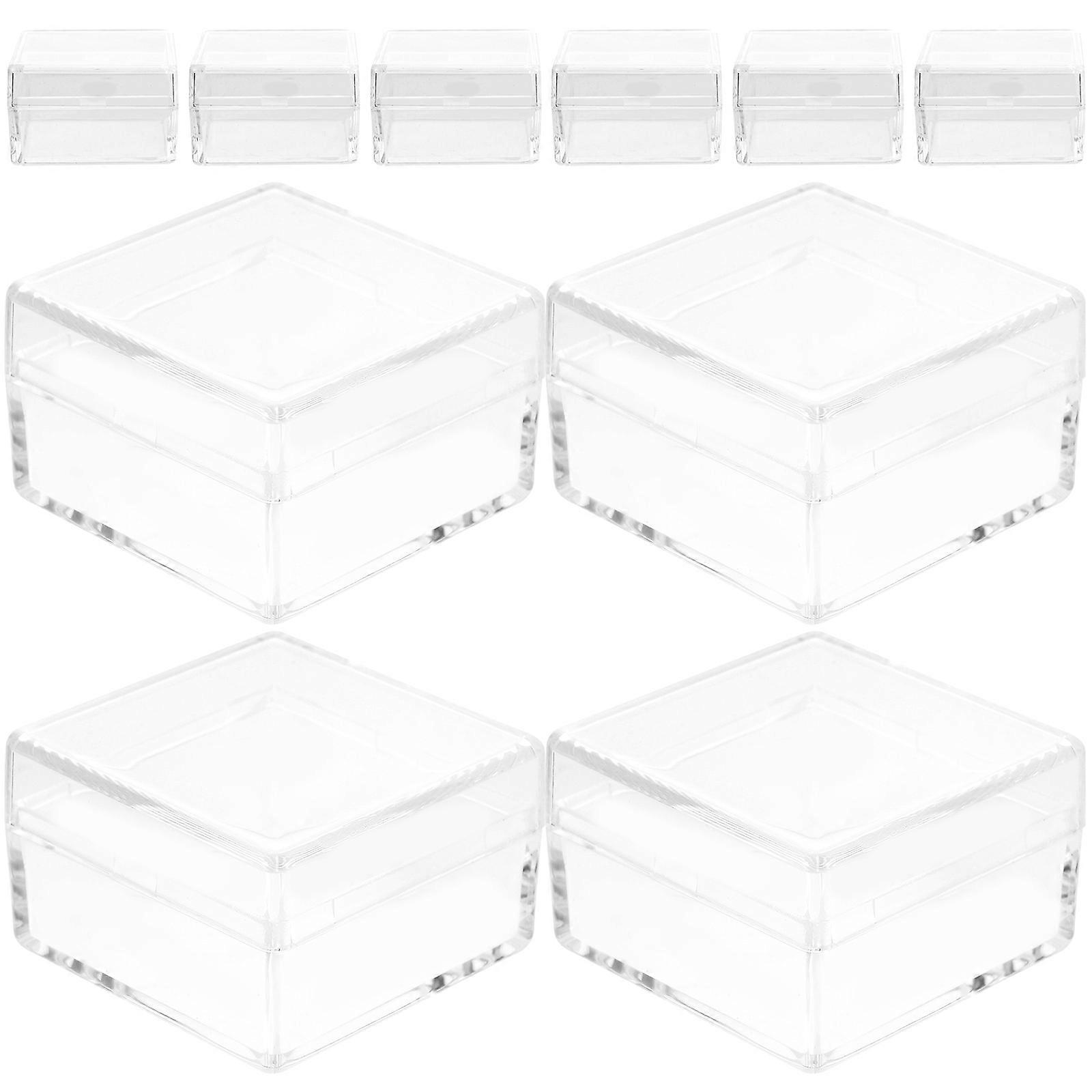 Elegant Mini Storage Box 40 Pcs Square Transparent Containers For Home Decor Office Storage 4x4x2.4cm Sealing Function