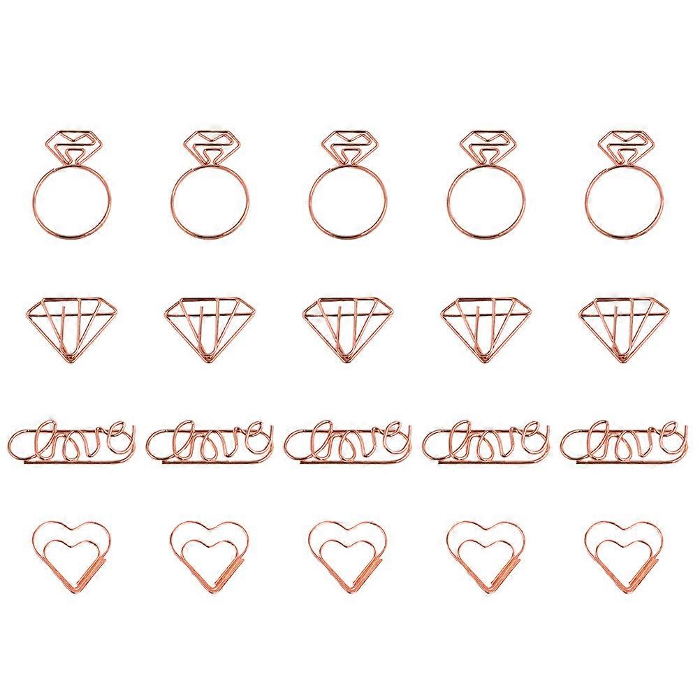 Rose Gold Paper Clips for Decoration 60Pcs Cartoon Shape Design Set