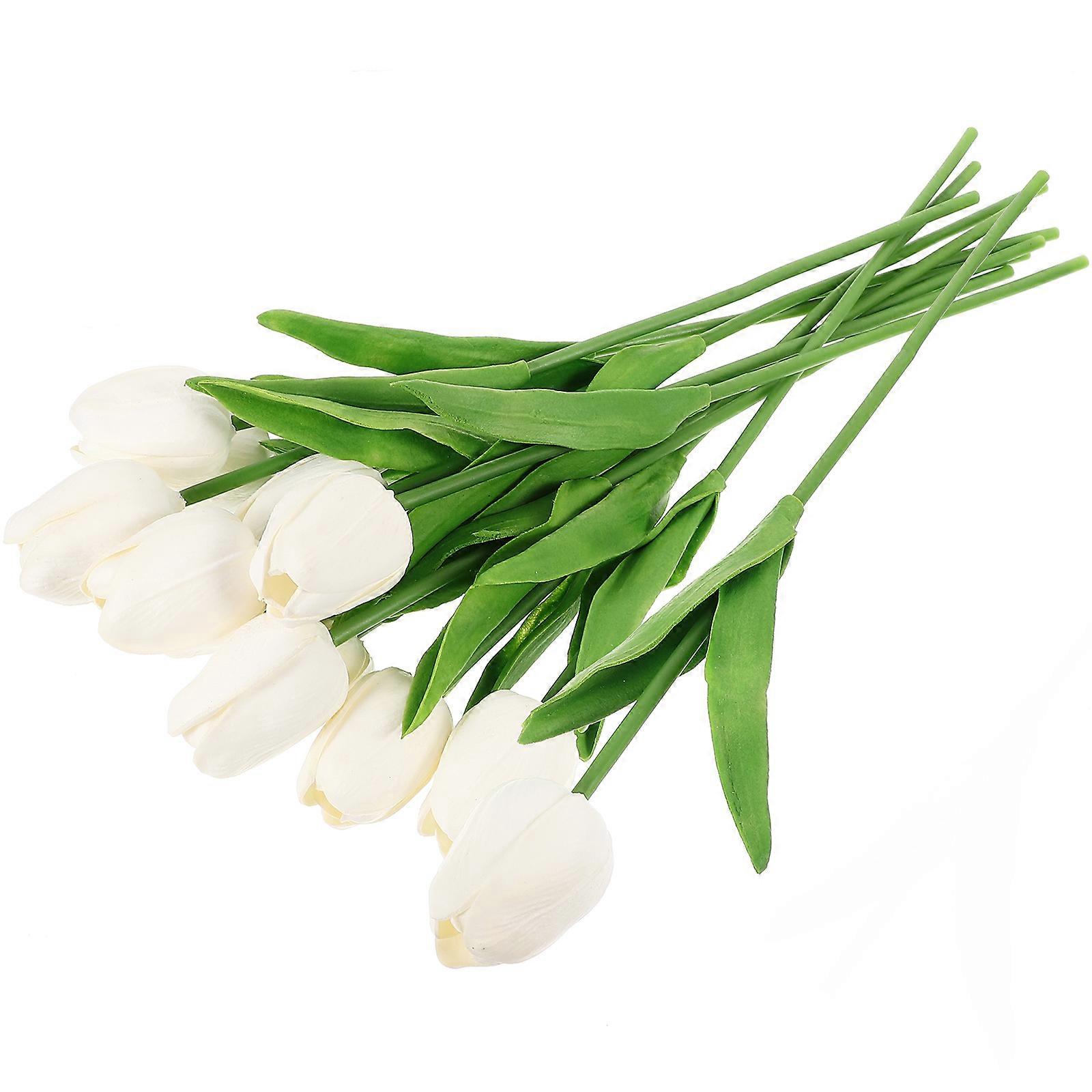 Wedding Artificial Tulips for Floating Candle Decor 36Pcs White Set