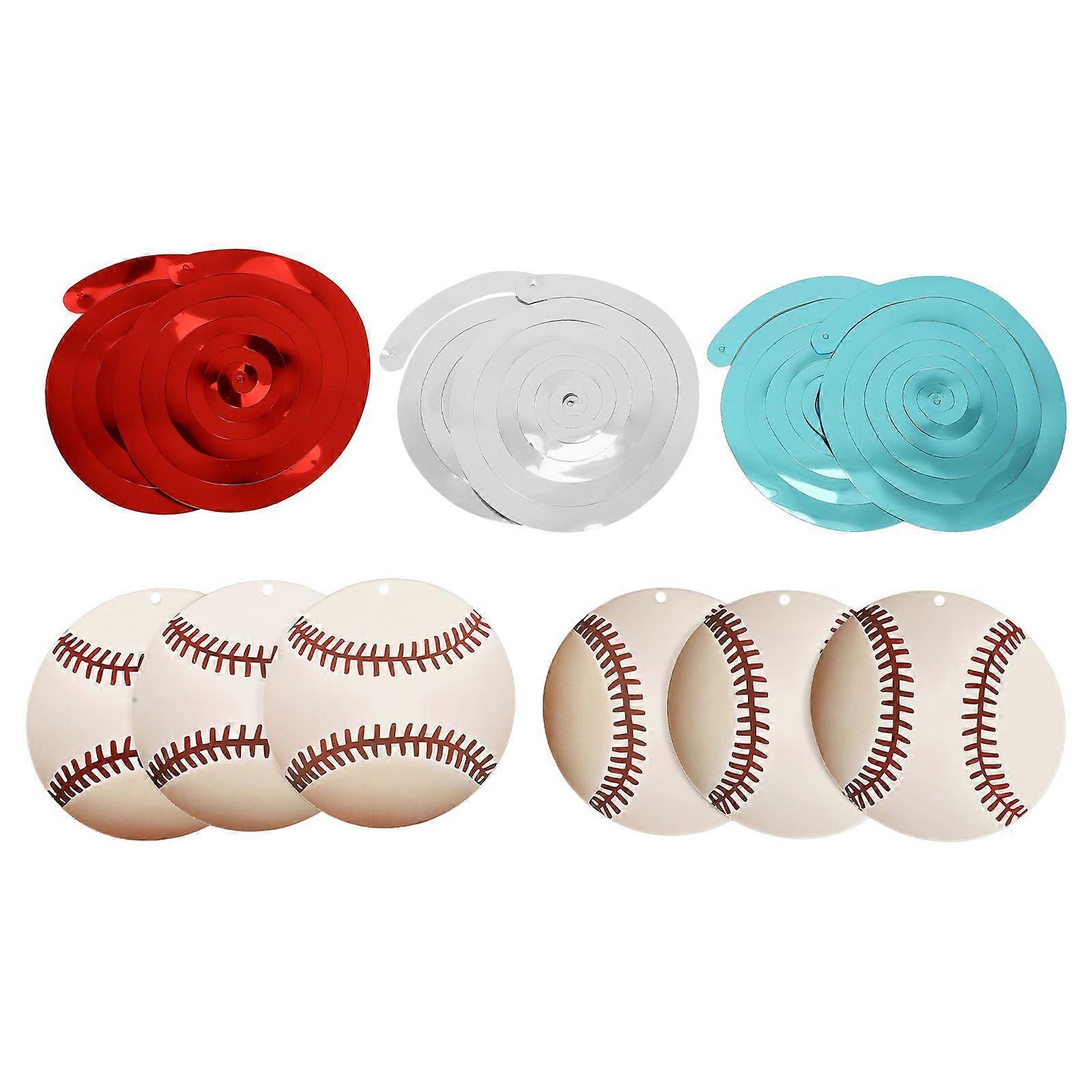 Swirl Hanging Pendants 4 Sets Baseball Fan Sports Event Assorted Color Easy Installation 4 Sets