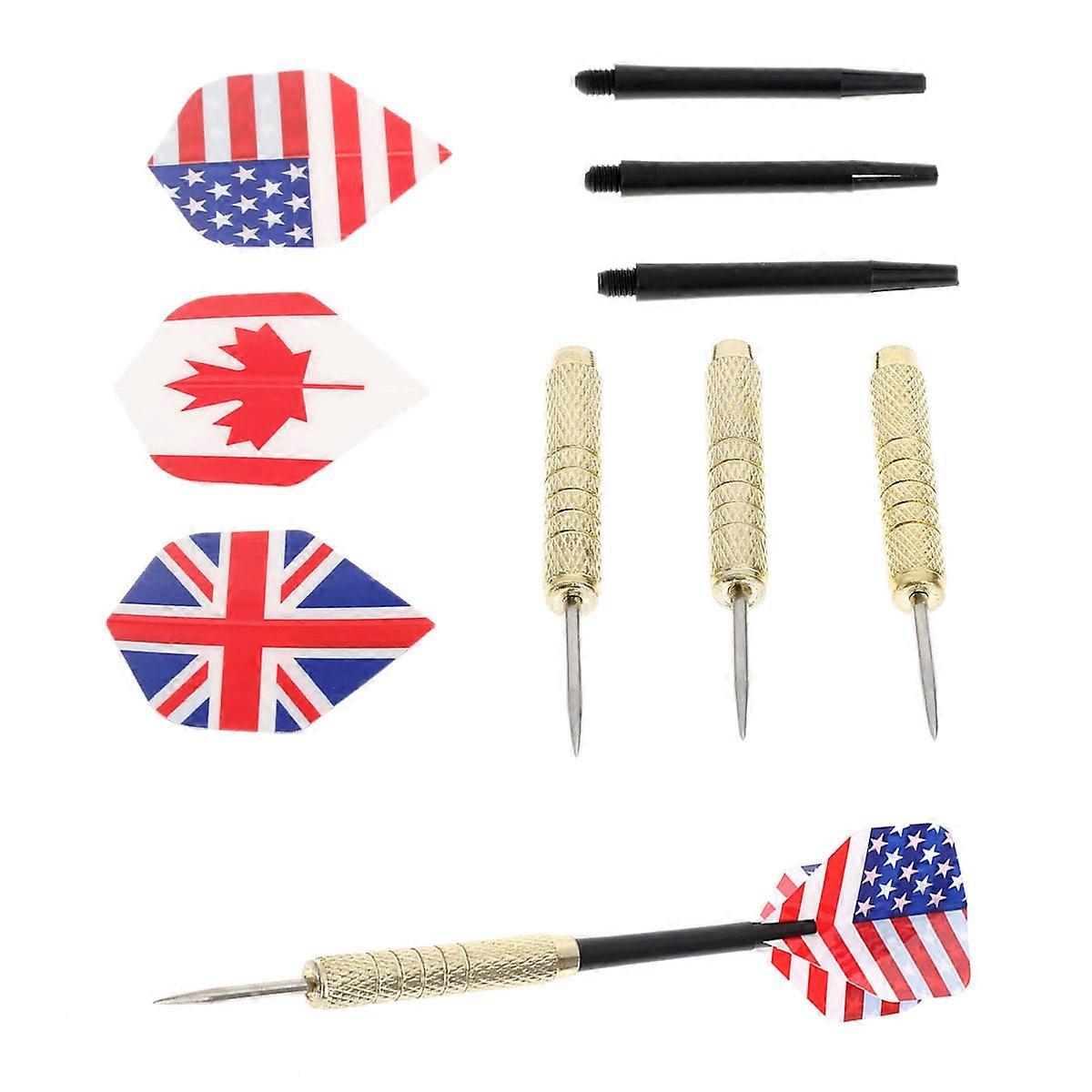 National Flag Flights Steel Tip Darts for Game Playing 9Pcs Set