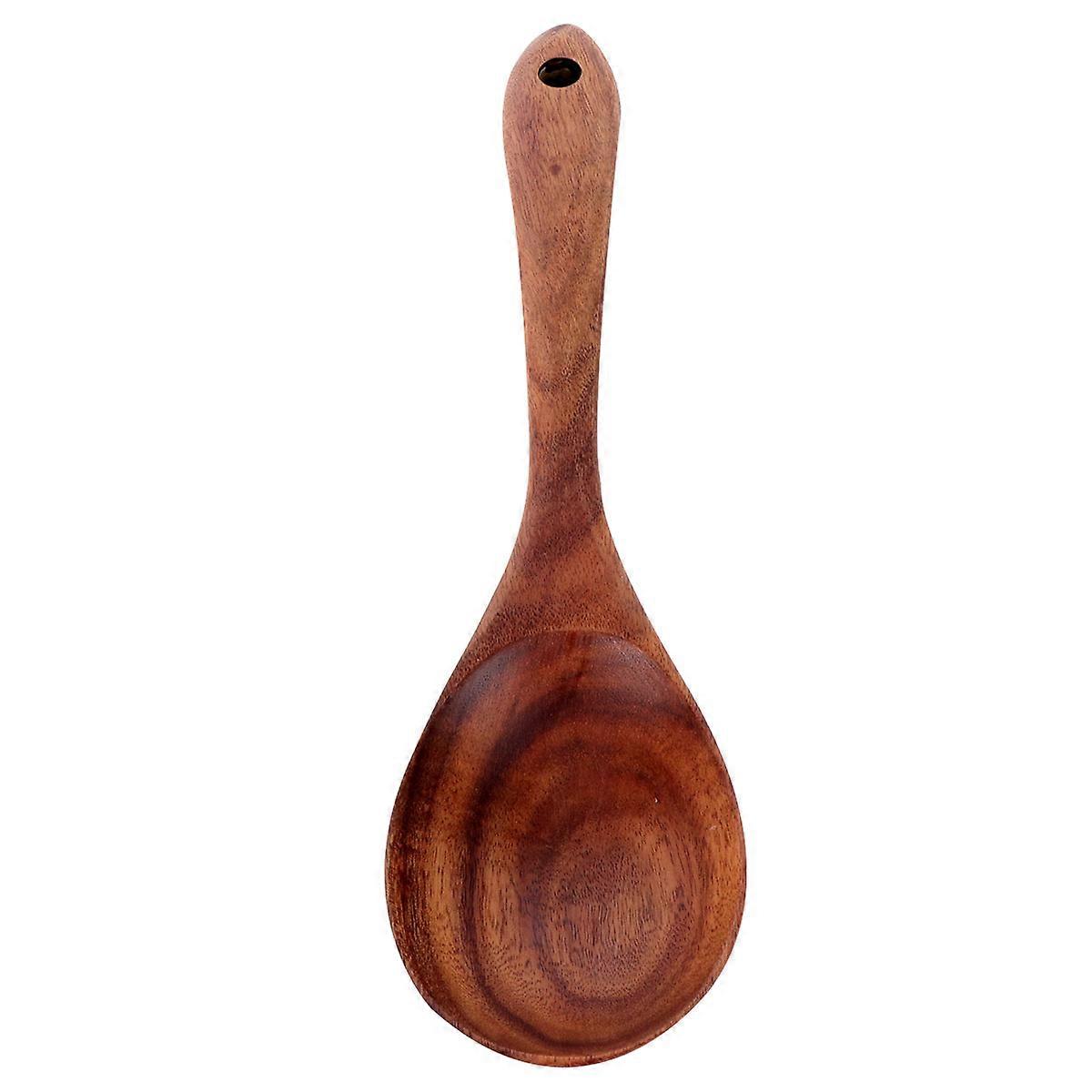 Rice Ladle Wooden Paddle for Soup Serving 3Pcs Set with Long Handle Brown Wood