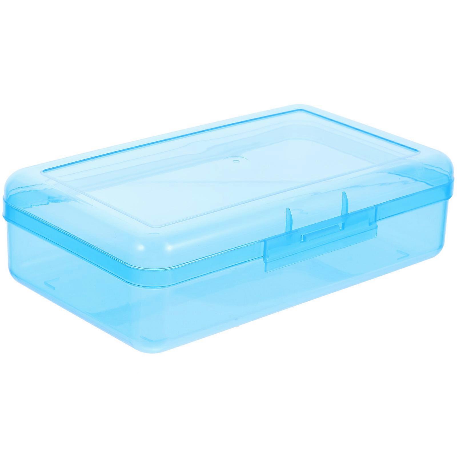 Portable Plastic Pencil Box for School Stationery 3Pcs Blue Case