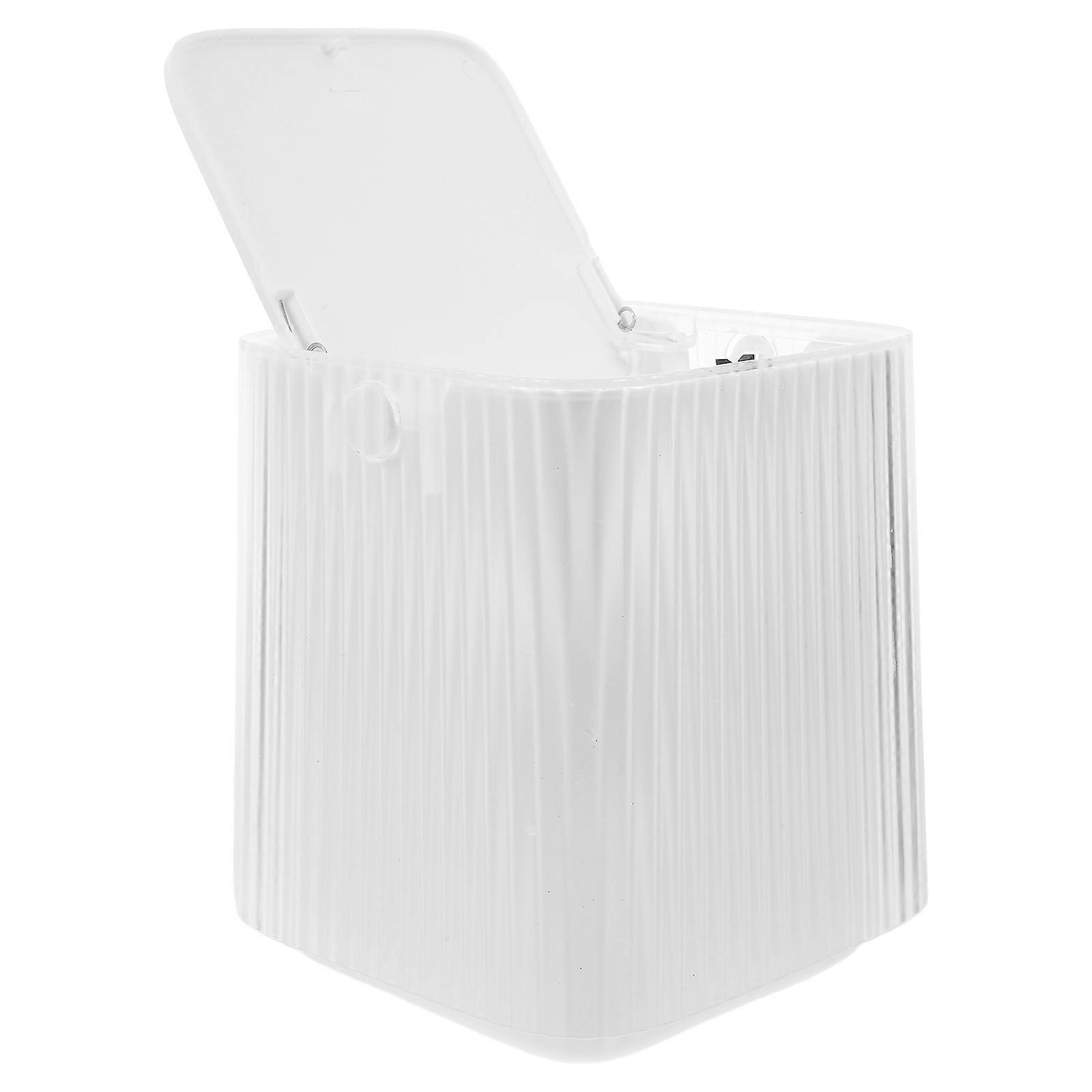 Desktop Trash Can White for Desk Use with Push Lid 3Pcs