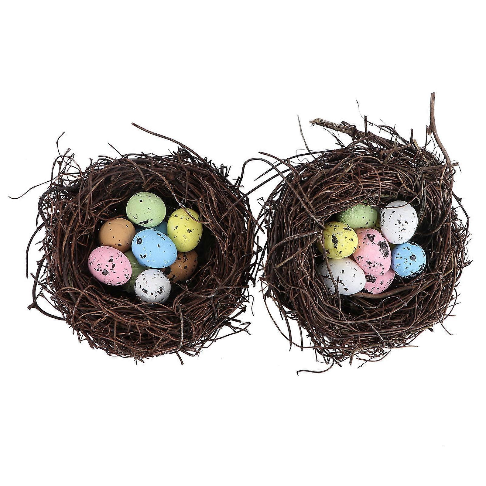 Decorative Easter Eggs Artificial Bird Nest for Easter Party 6Pcs
