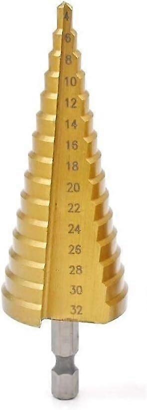 Step Drill Bit, HSS Steel and Titanium, 1 Piece, 4-32mm, Carbide Step Drill for Metal and Woodworking, Durable Cutting Tool