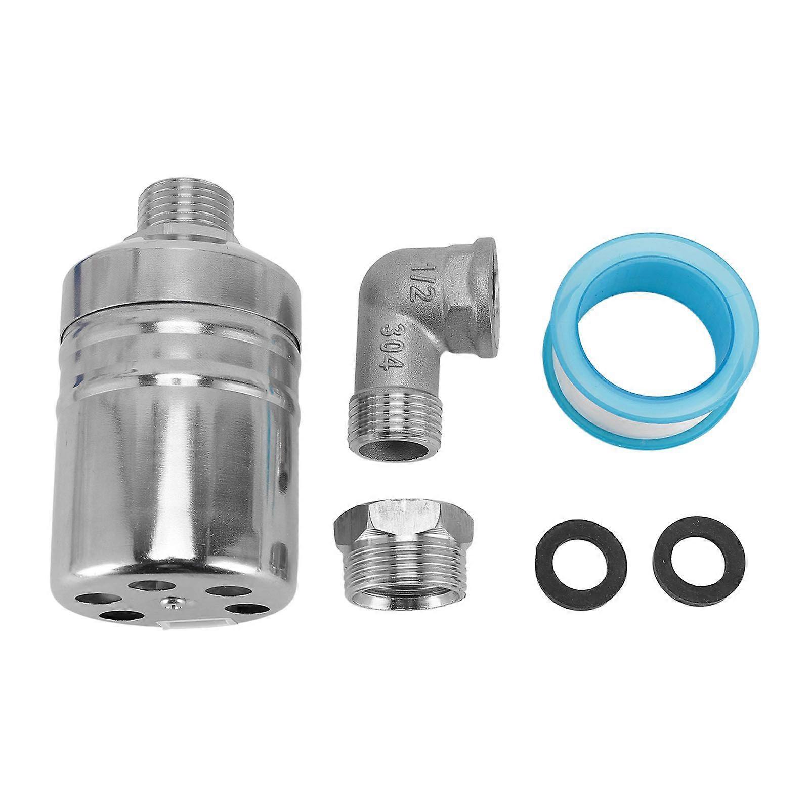 Water Level Control Float Valve with 1/2in Elbow 1/2in to 3/4in Adapter Stainless Steel Fully Automatic Water Float Valve for Swimming Pool Fountain