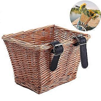 Multifunctional Bike Basket Detachable Wicker Front Basket Weave Bike Storage Container Basket