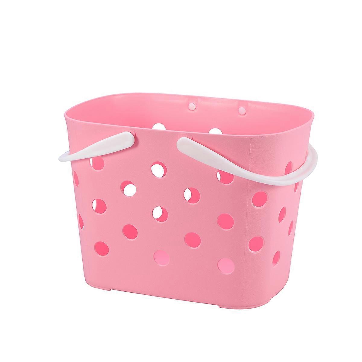 Bathroom Tote Basket Pink Plastic Hand Basket for Storage