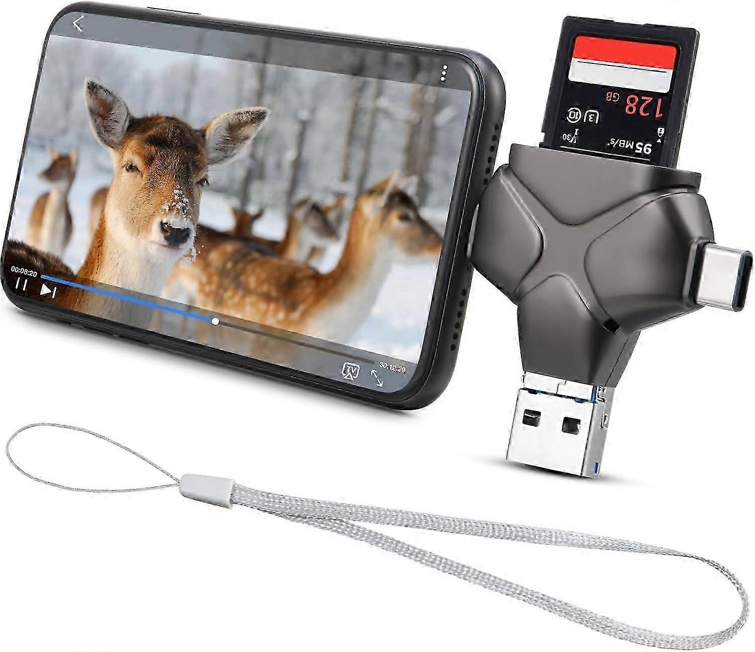 4 in 1 Trail Camera Viewer, Memory Card Reader Compatible with