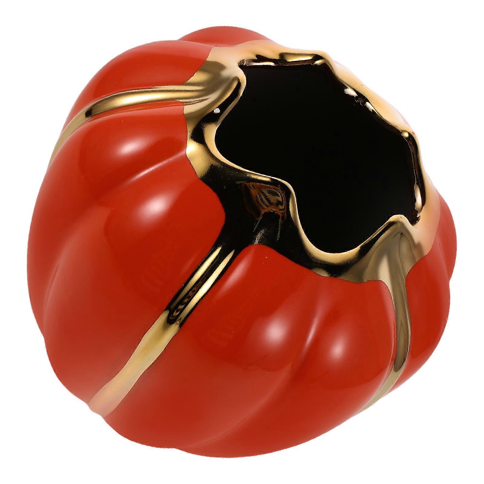 Fall Utensil Holder Pumpkin Shaped Ceramic Container for Storage Use