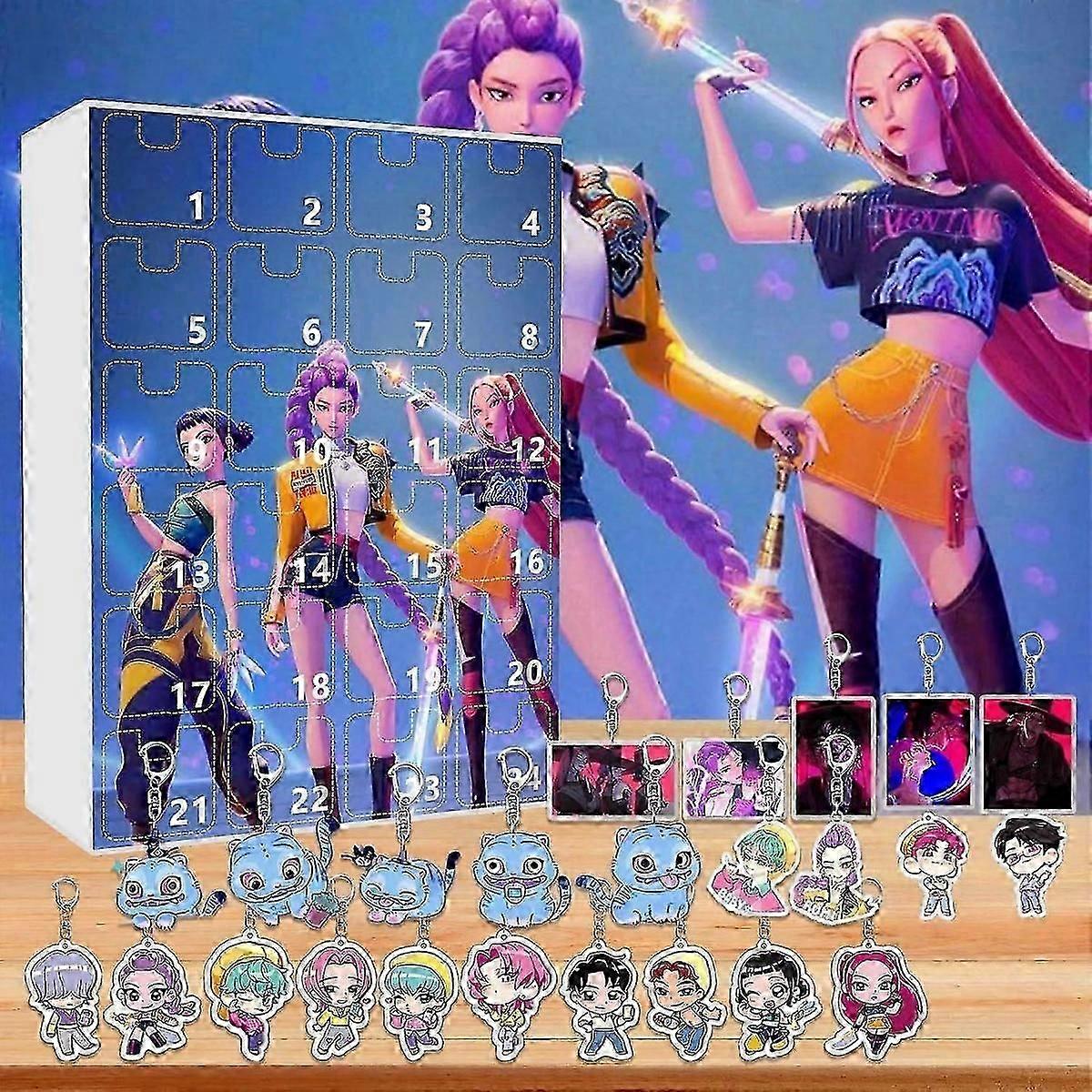 1-3X K-pop Demon Hunters Acrylic Advent Calendar Set 24 Days Surprise Christmas Eve Gift Box Christmas Advent Calendar for Fans & Kids