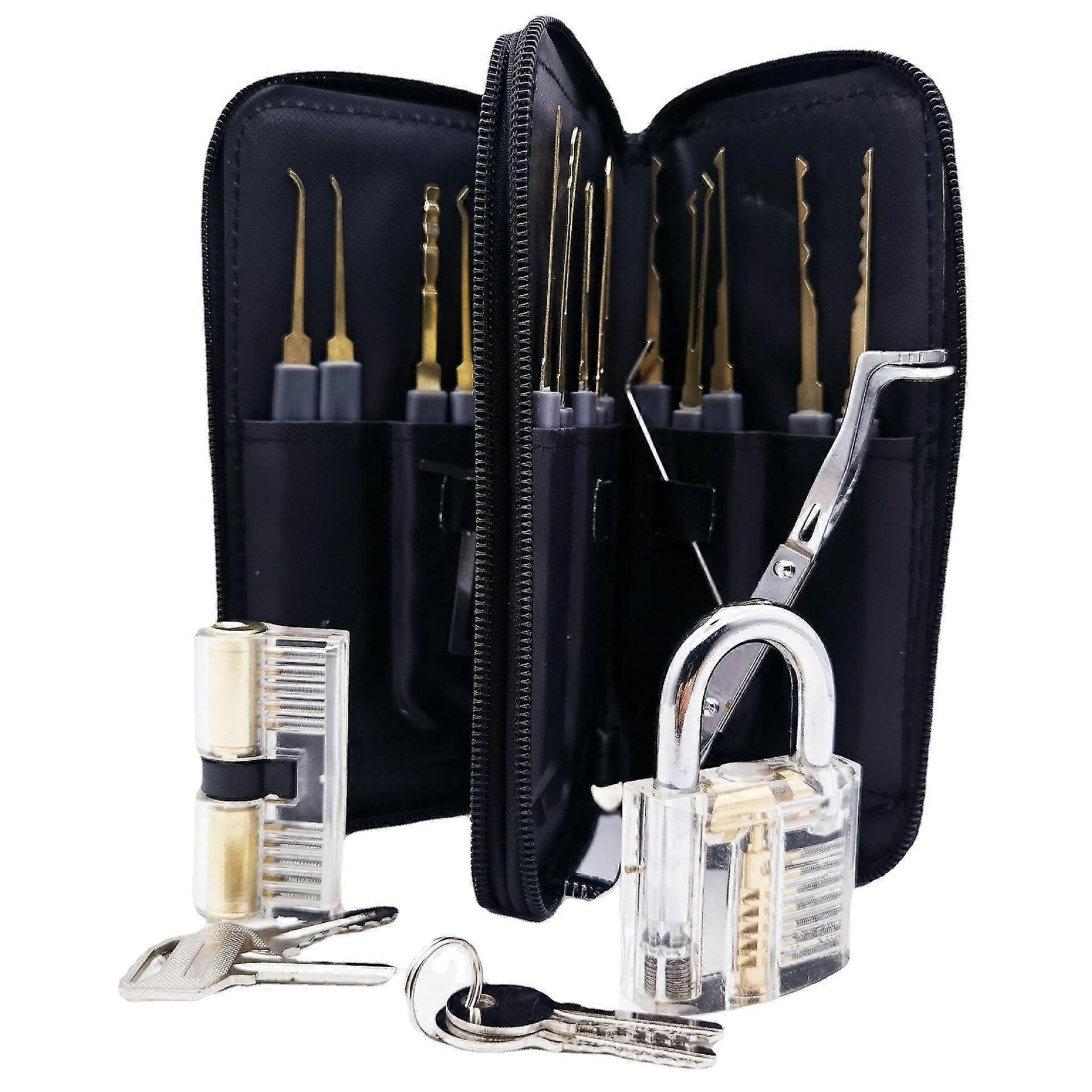Lock Picking Kit, 24-piece Lock Picking Kit, Practice Tools With 2 Clear Locks