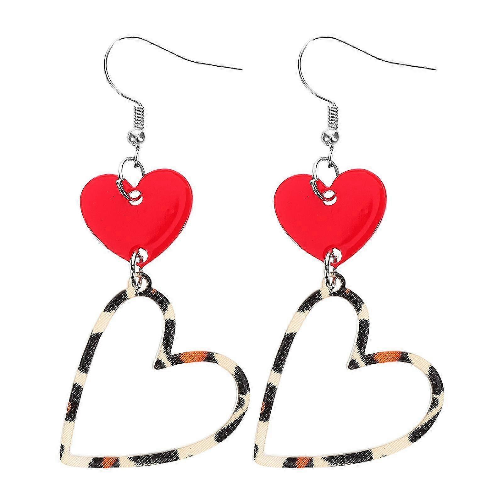 Leopard Heart Pendant Earrings for Women's
