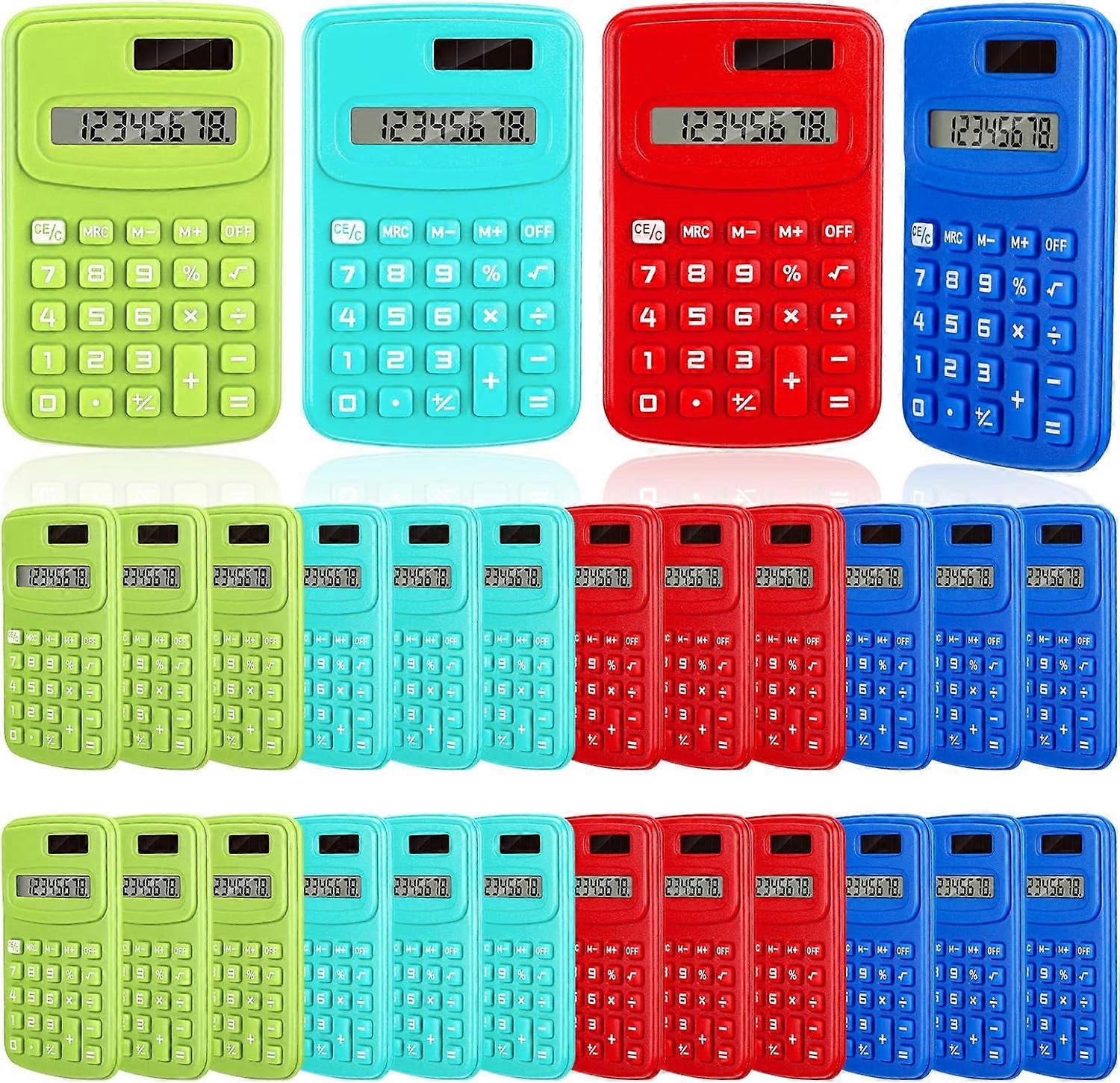 24 Pcs Pocket Calculator Small Bulk 4 Function Calculator Basic Standard Calculators 8 Digit Display Mini Handheld