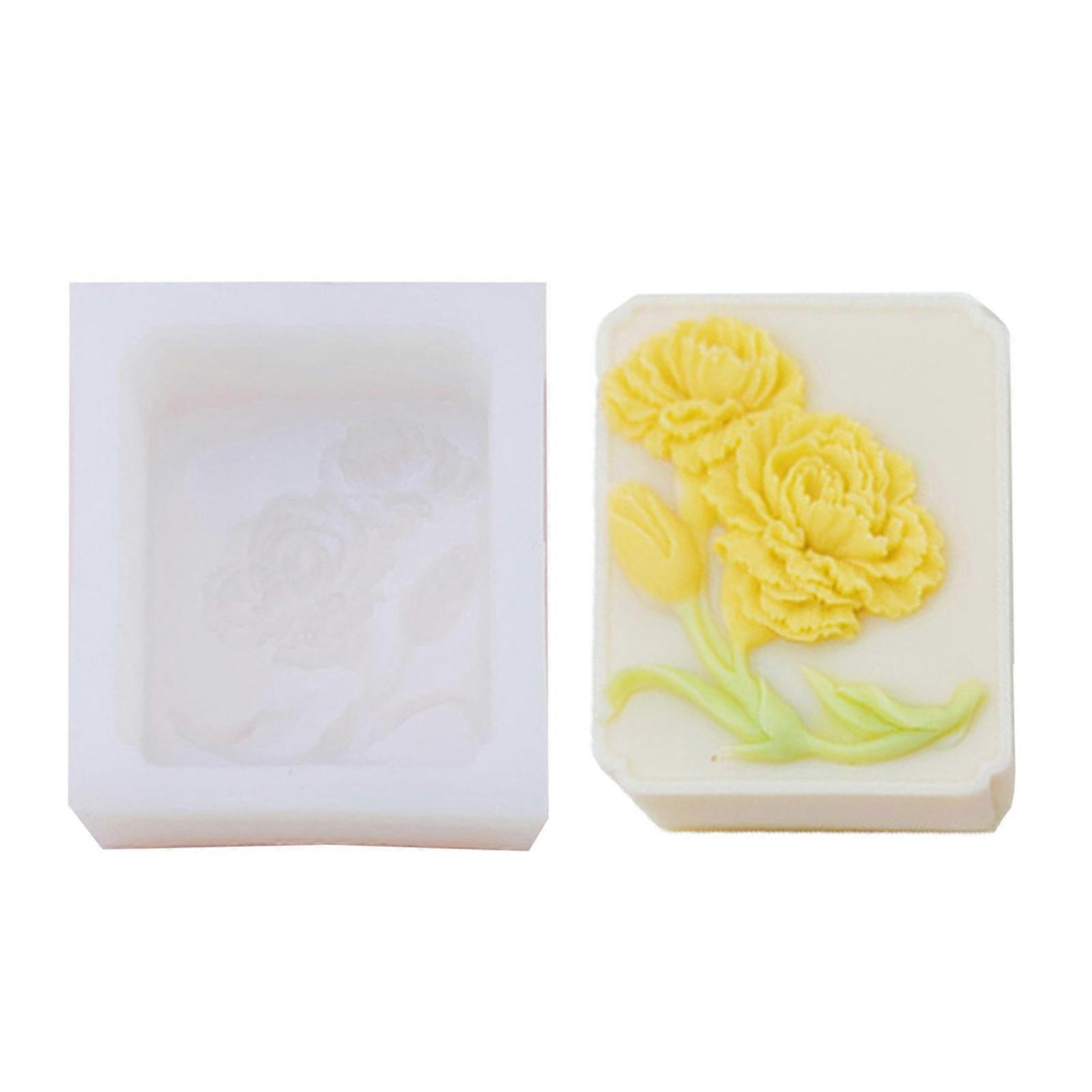 Reusable Square Floral Silicone Mold DIY Candle Soap Plaster Art Car Diffuser Craft Project Lightweight Design Multicolor