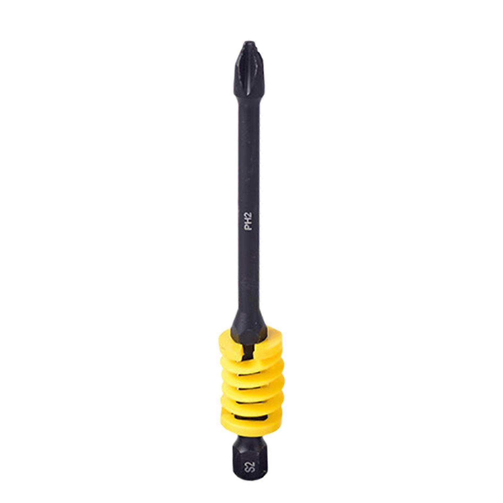 Antislip Crossed Spring Bit Hex 6.35mm Shank Magnetic Retention Rustproof Construction for Professional Tool  Yellow