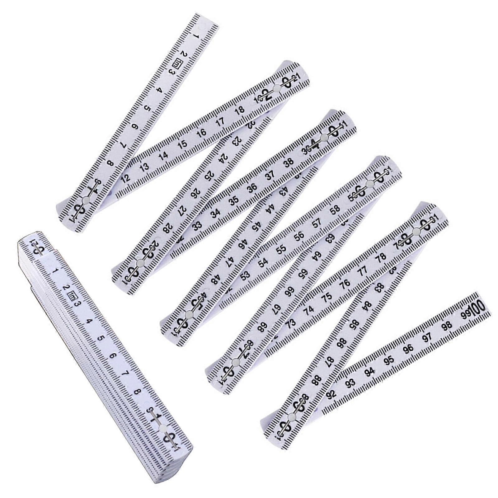 2Pcs 1 Meter Plastic Foldable Ruler with Easy to Read Scale Measuring for Construction & Educational Setting Multicolor