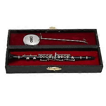 Miniatura de clarinete preta de 16 cm para decoração, instrumento musical realista para casa de bonecas ou mesa.