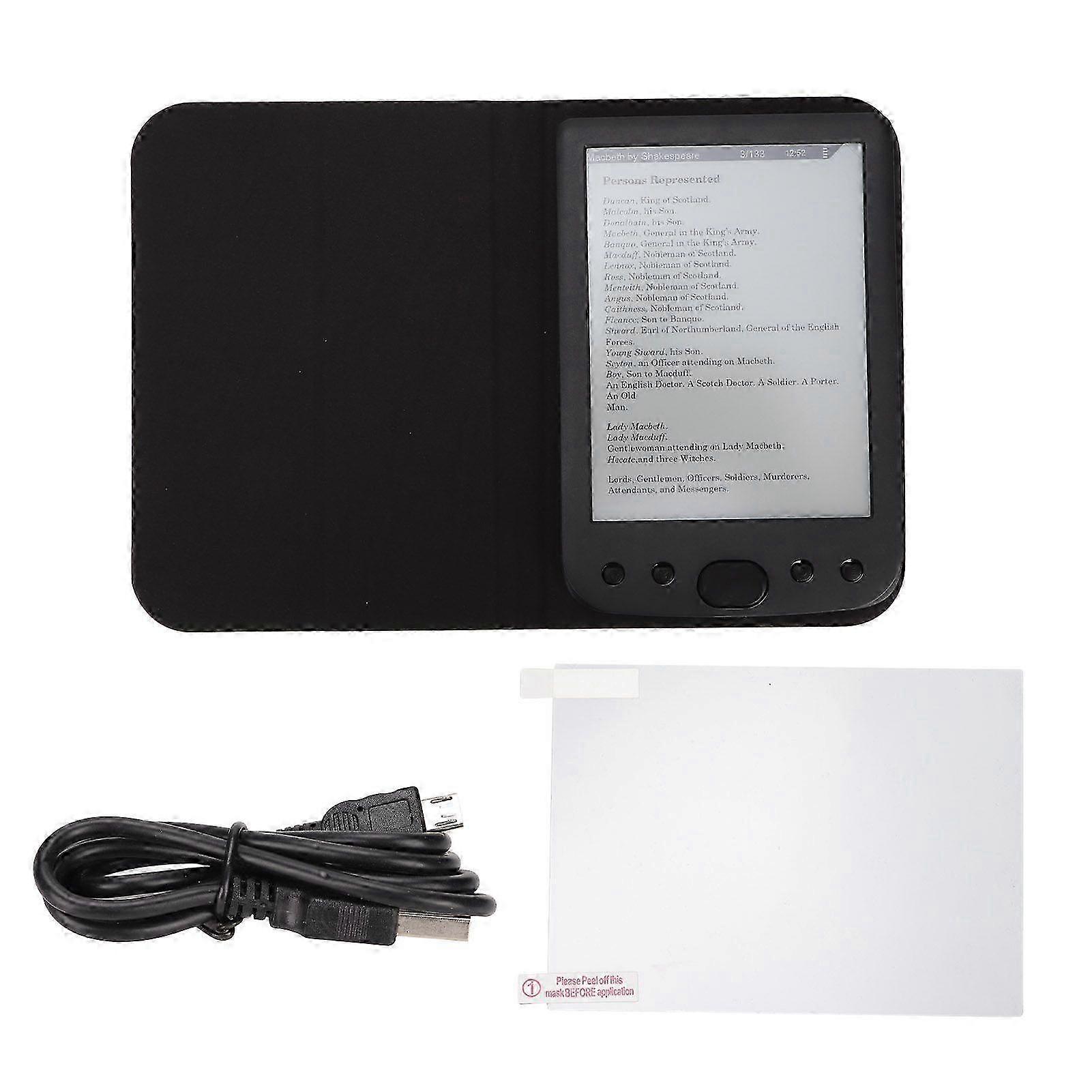 Ereader 6in 800x600 HD Ink Screen E Reader 8GB 512MB ABS Ebook Reader with Protective Case Film for Reading