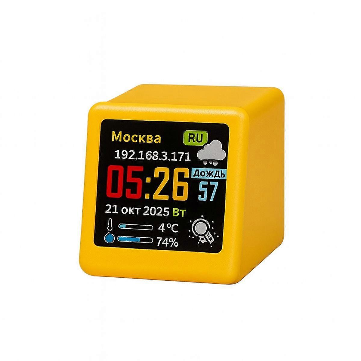 Mini Russian WiFi Desktop Weather Clock Yellow