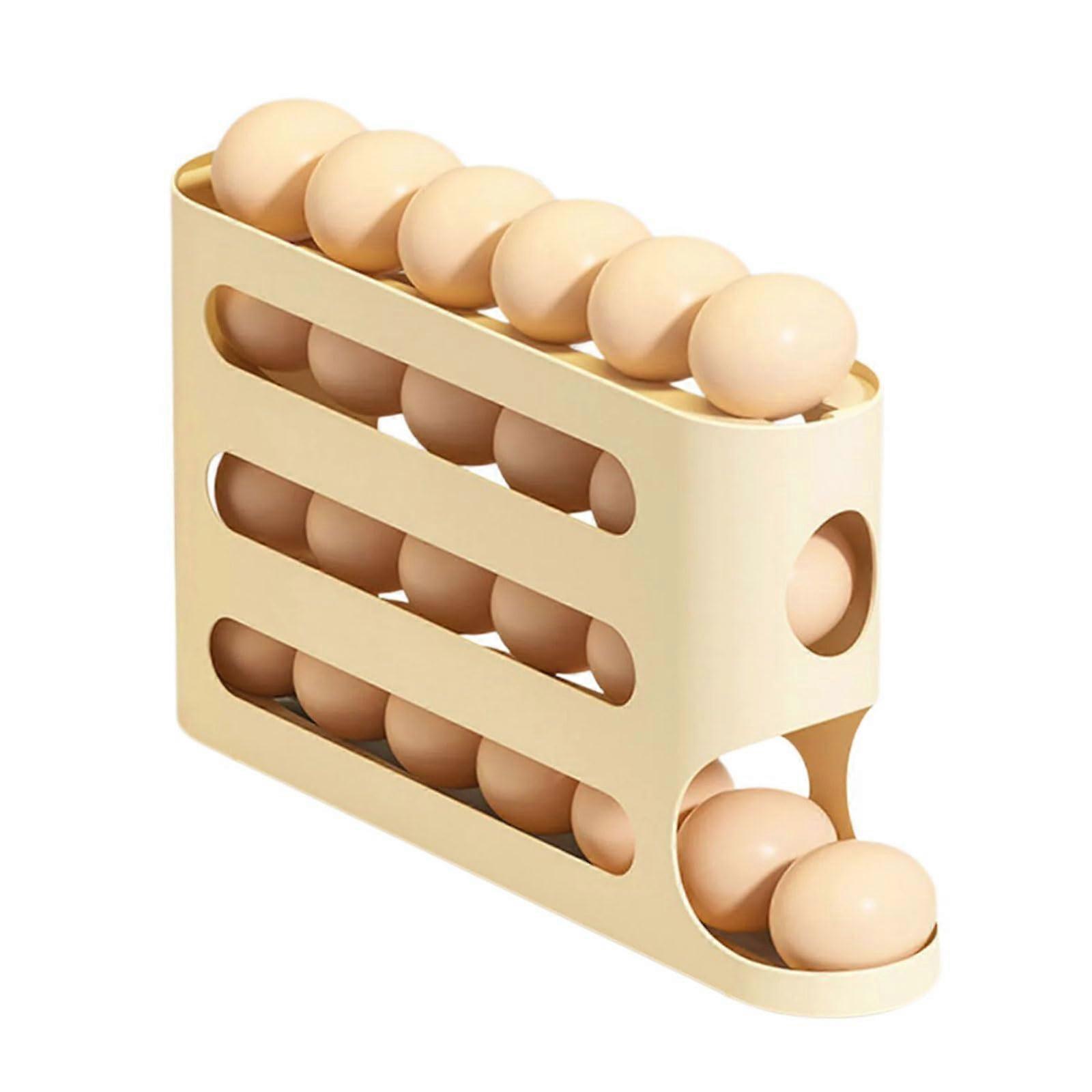 Transparent Clear Egg Storage Box Large Capacity Automatic Roller Dispenser for Refrigerator Space Saving Kitchen Use