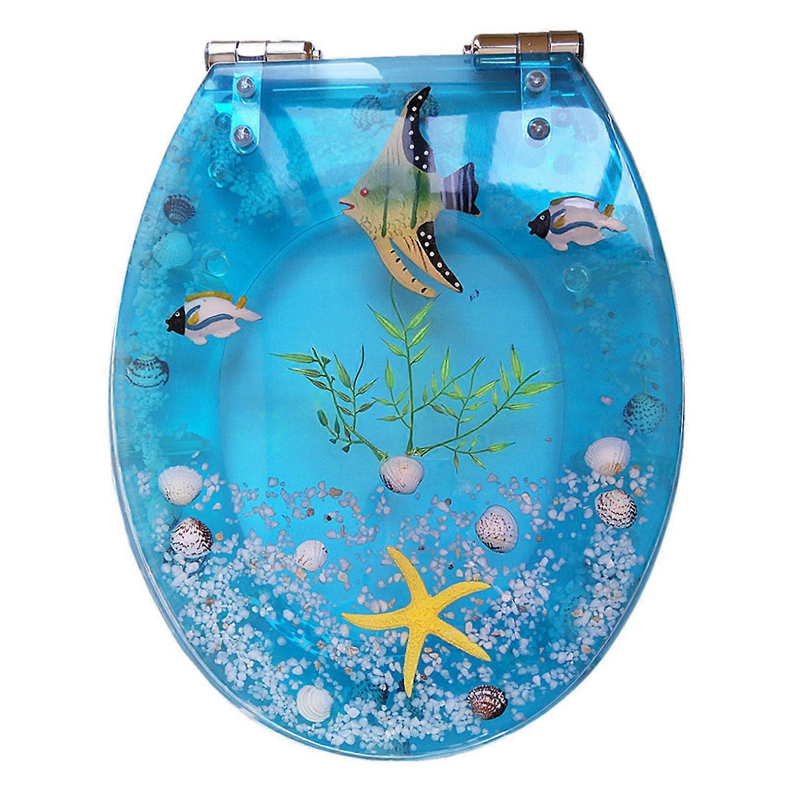 Toilet Seat Soft Close Quick Release Oval Standard Size Resin WC Easy Install Adjustable Hinges Two Fixings Blue Bream