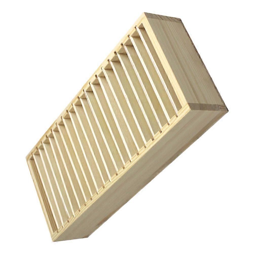 Wooden Business Card Organizer Box for Storage with Multiple Compartments