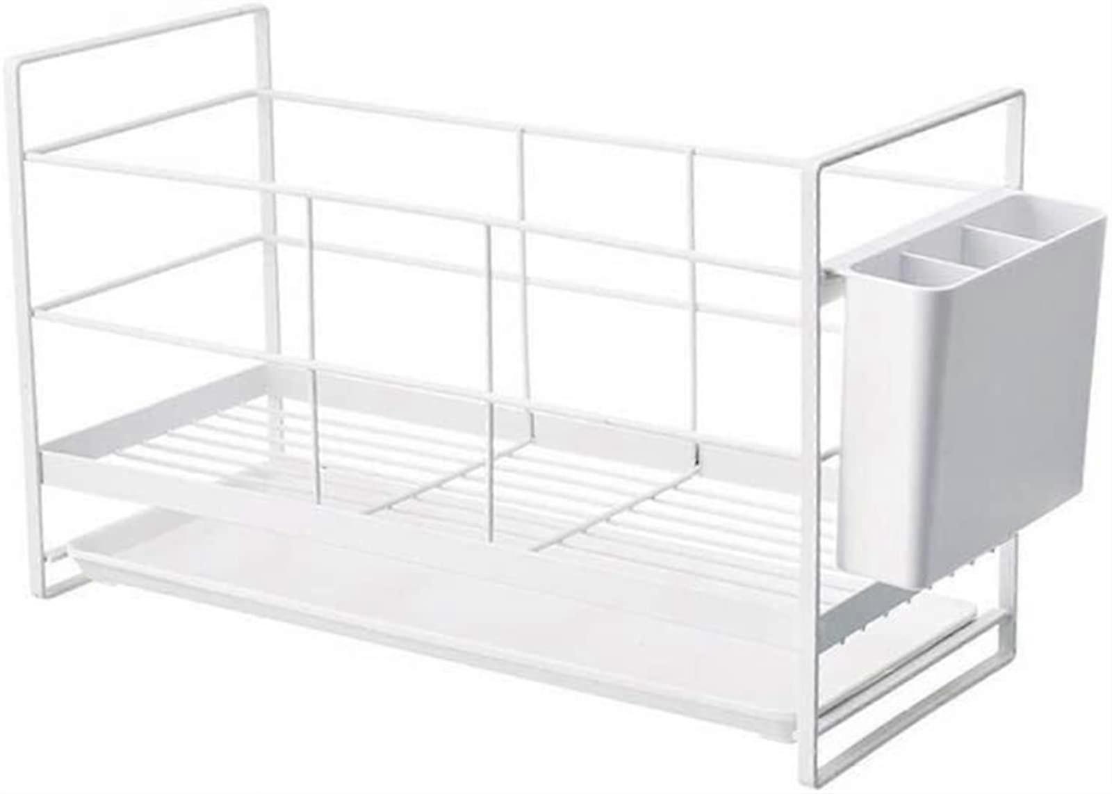 Dish Drying Rack with Drip Tray and Removable Cutlery Holder for Kitchen Sink Large Capacity