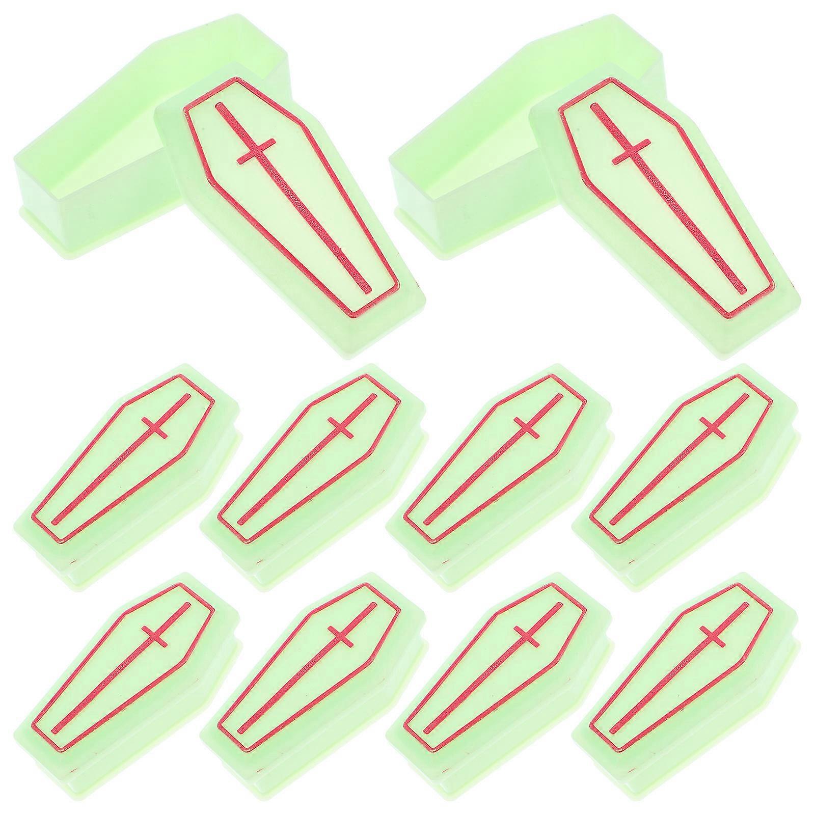 Miniature Coffin Boxes Prank Decorations for Party Use 10Pcs Light Green Plastic