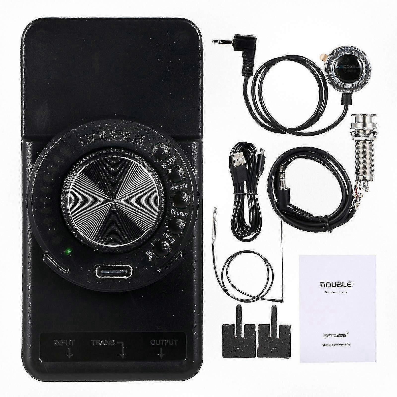 Double Os1 Resonance Pickup Guitar Preamp System with Onboard Effects and Rechargeable Battery