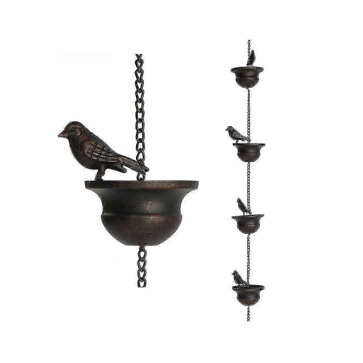Rain Chains For Gutters Mobile Birds On Cups Rain Chimes 7.8ft Rain Chimes With Attached Hanger And
