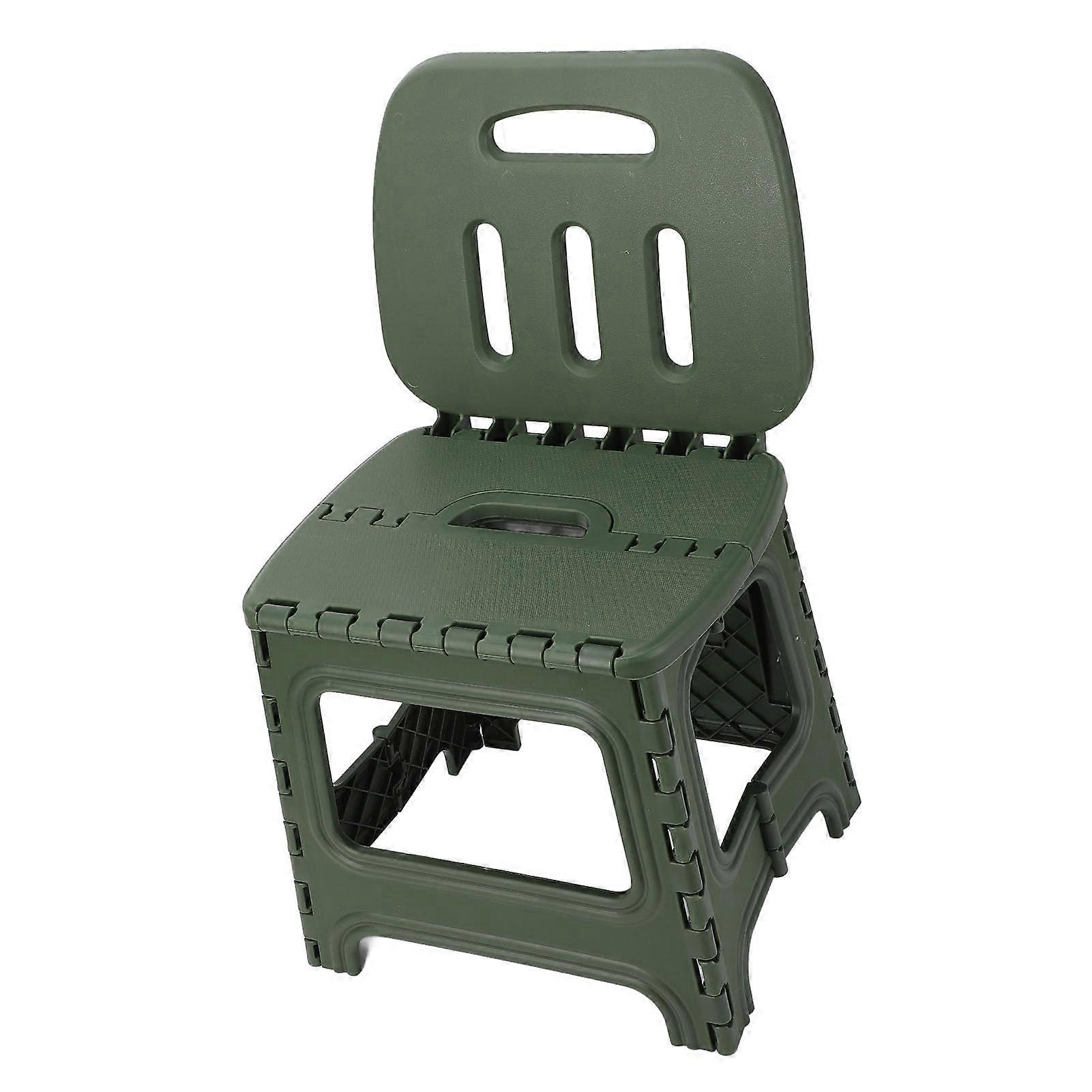 Small Folding Stool Portable Step Stool With Handle Outdoor Camping Fishing PP Material Size L Green 4147 Cm