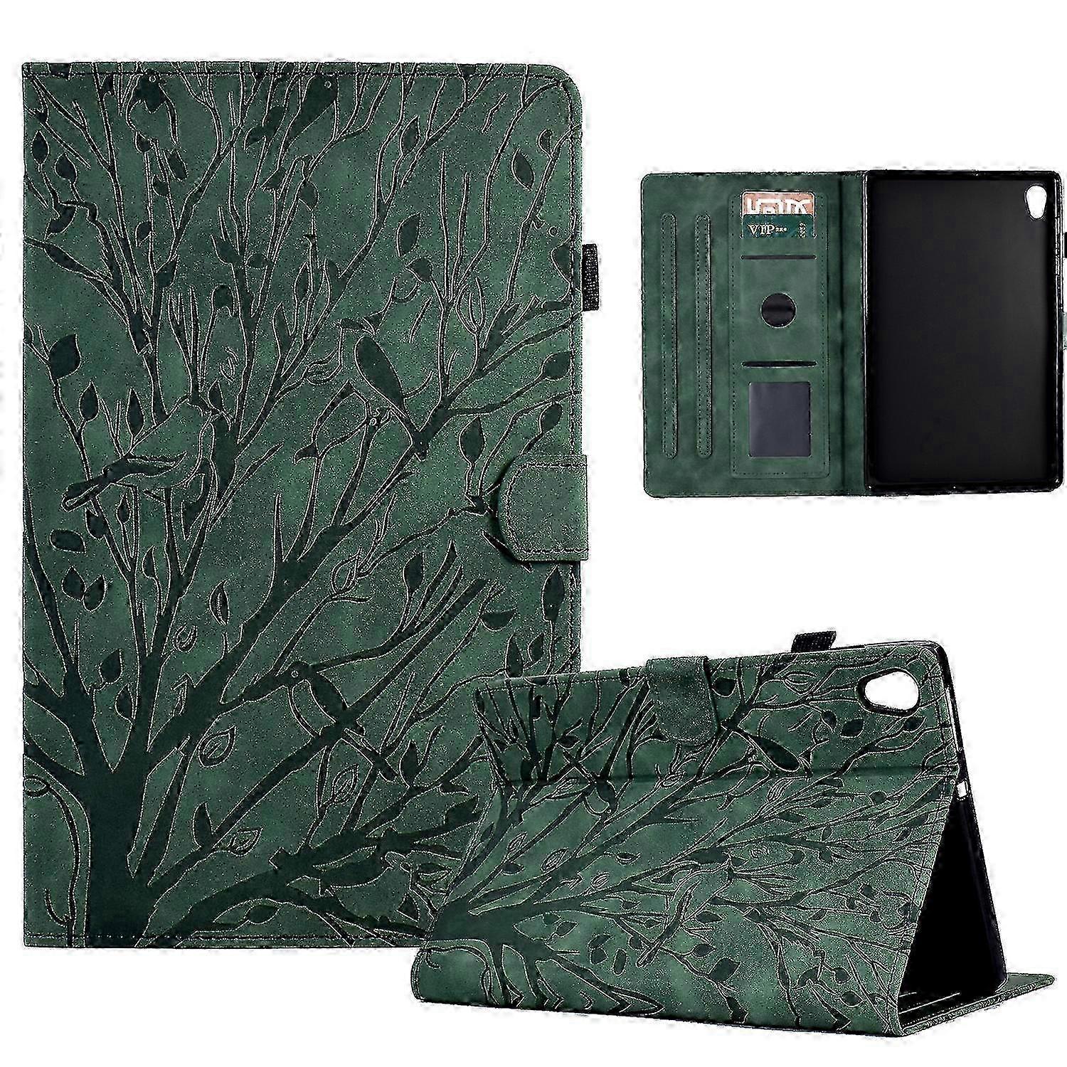 For Lenovo M10 HD 2nd X306X Fortune Tree Pressure Flower PU Tablet Case with Wake-up / Sleep Function