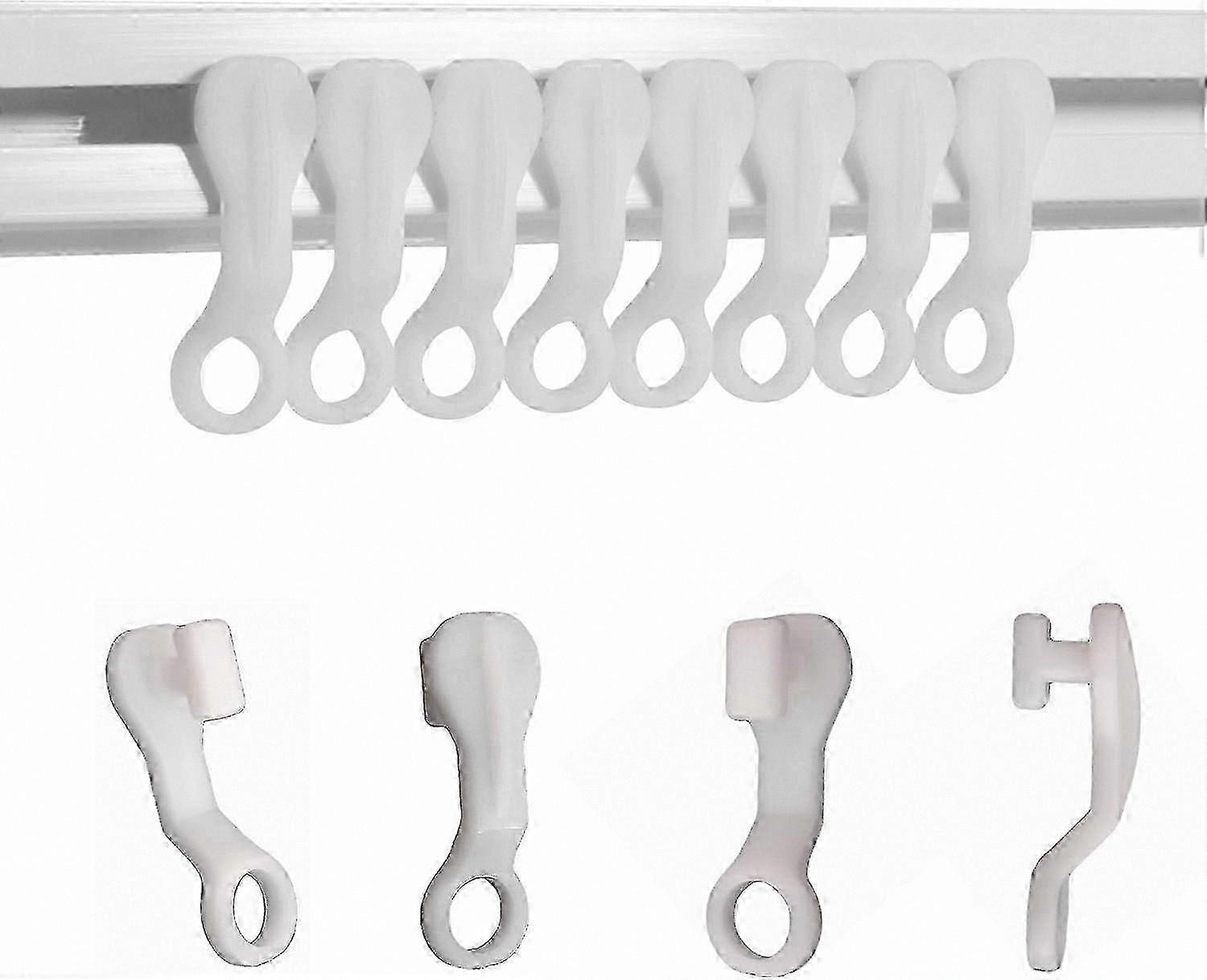 White Plastic Curtain Glider Hooks, 50-Pack for Smooth Sliding