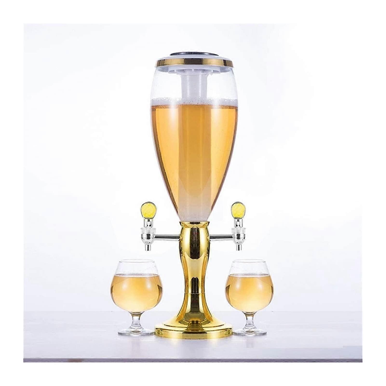 Beer Dispenser Tower with Double Tap and 3L Ice Tube for Cold Drinks, Ideal for Bar and Party Use