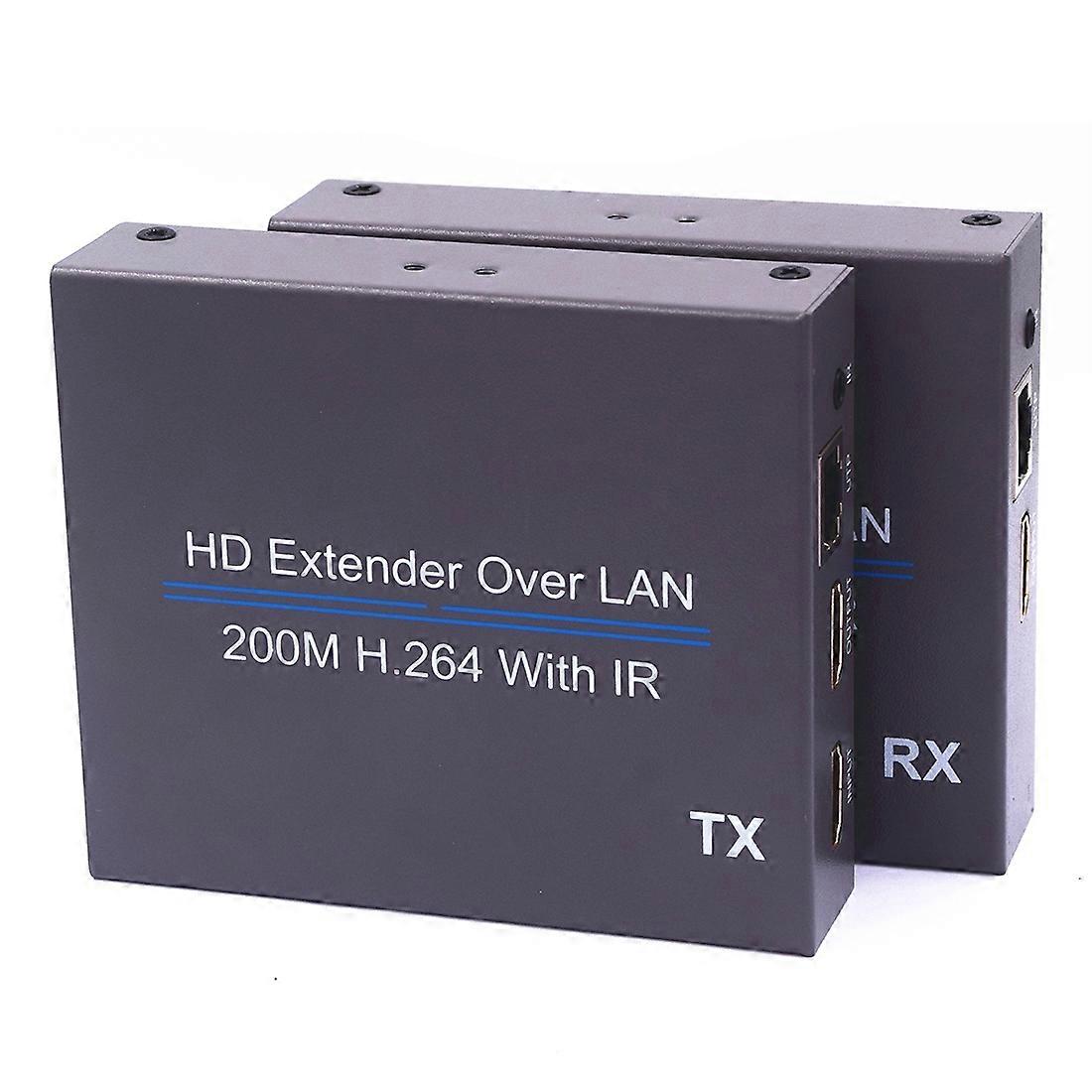 【New】 NK-E200IR 200m Over LAN HDMI H.264 HD (Transmitter + Receiver) Extender with IR