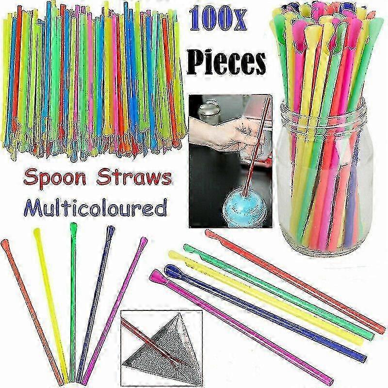 100pcs Multi-Purpose Smoothie Spoon Straws for Cold Drinks