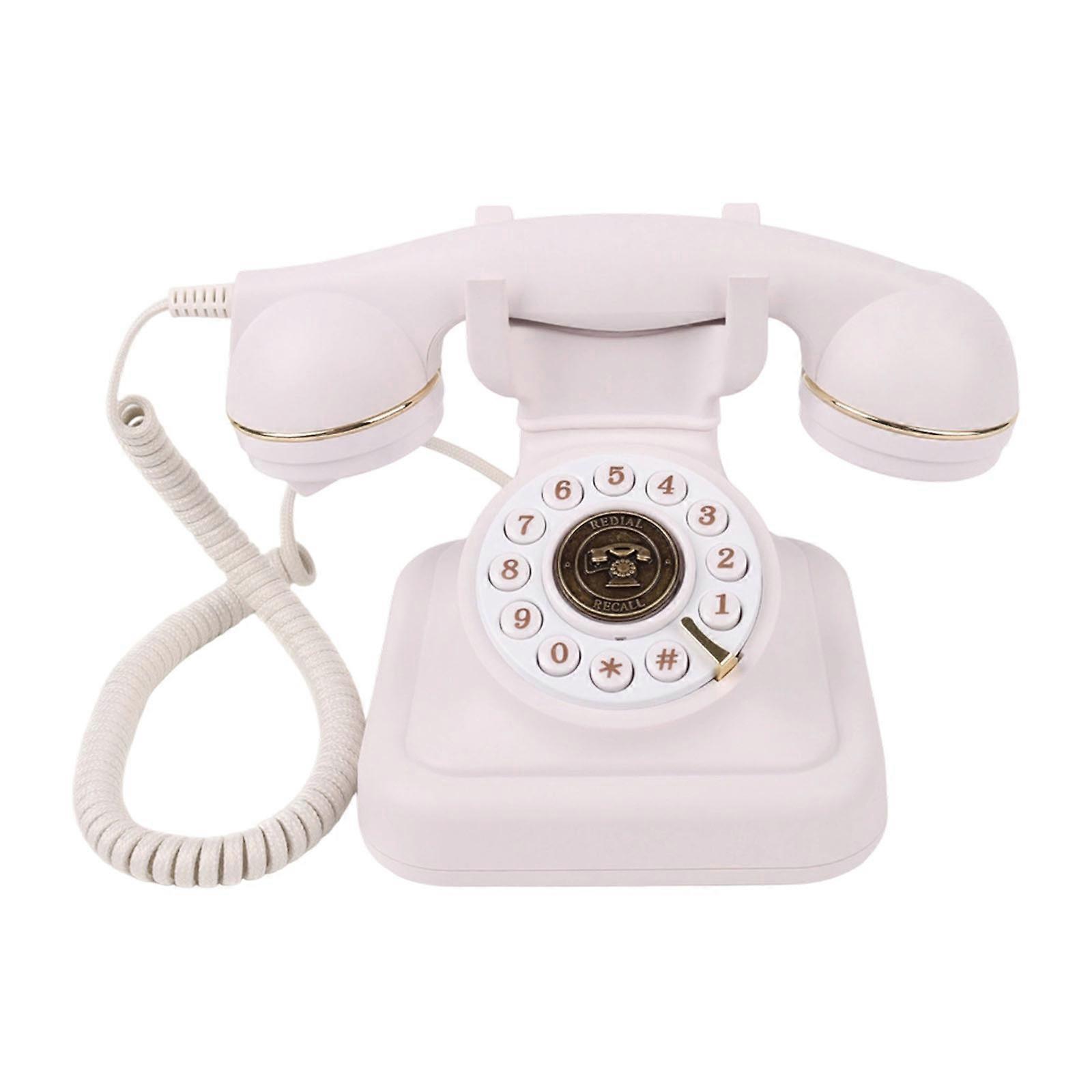 Elegant Vintaged Guest Book Phone Fixed Line Telephone with Intuitive Dialing Ringer Switching for Weddings and Celebrati  White