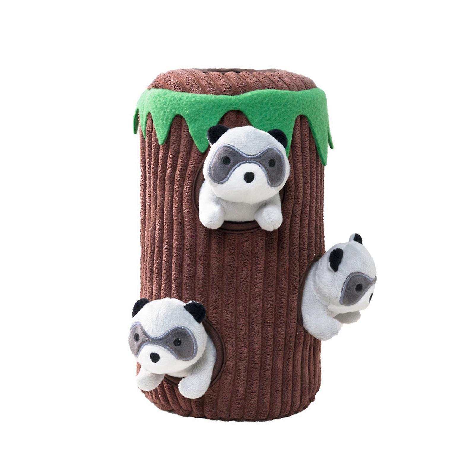 Pet Hide and Seek Squeaker Toy Tree Hole Chewing Exercise Plush Toy Safe For Breeds Teeth Cleaning Stress Reduce Multicolor