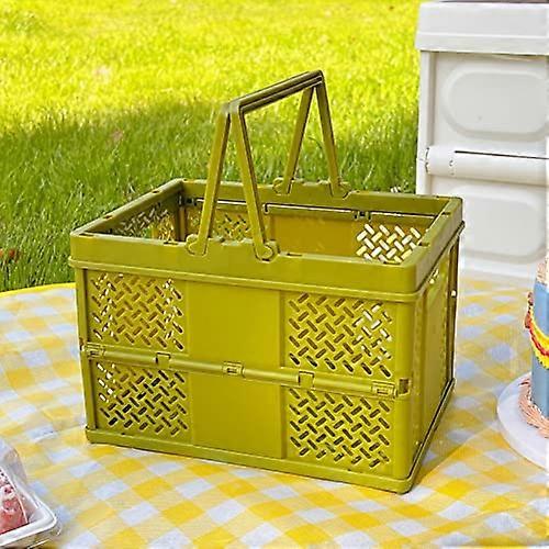 Portable Folding Storage Crates with Handle for Shopping, Shower, Kitchen, Car – Pink & Green