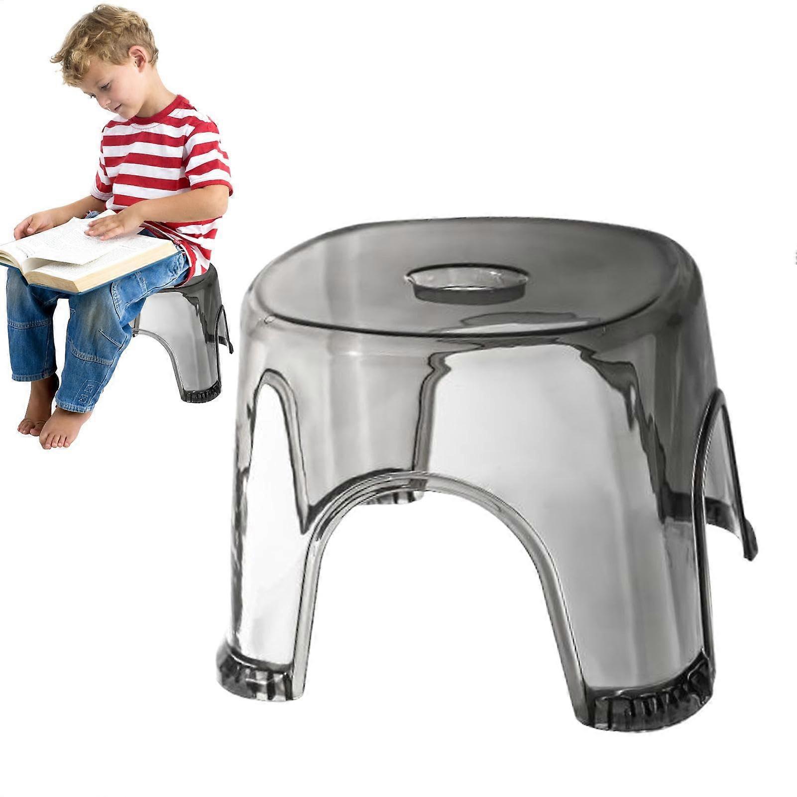 Clear Bathroom Stool Transparent Plastic NonSlip Waterproof 22 Cm 1 Pack Crystal Gray For Bedside Small Spaces
