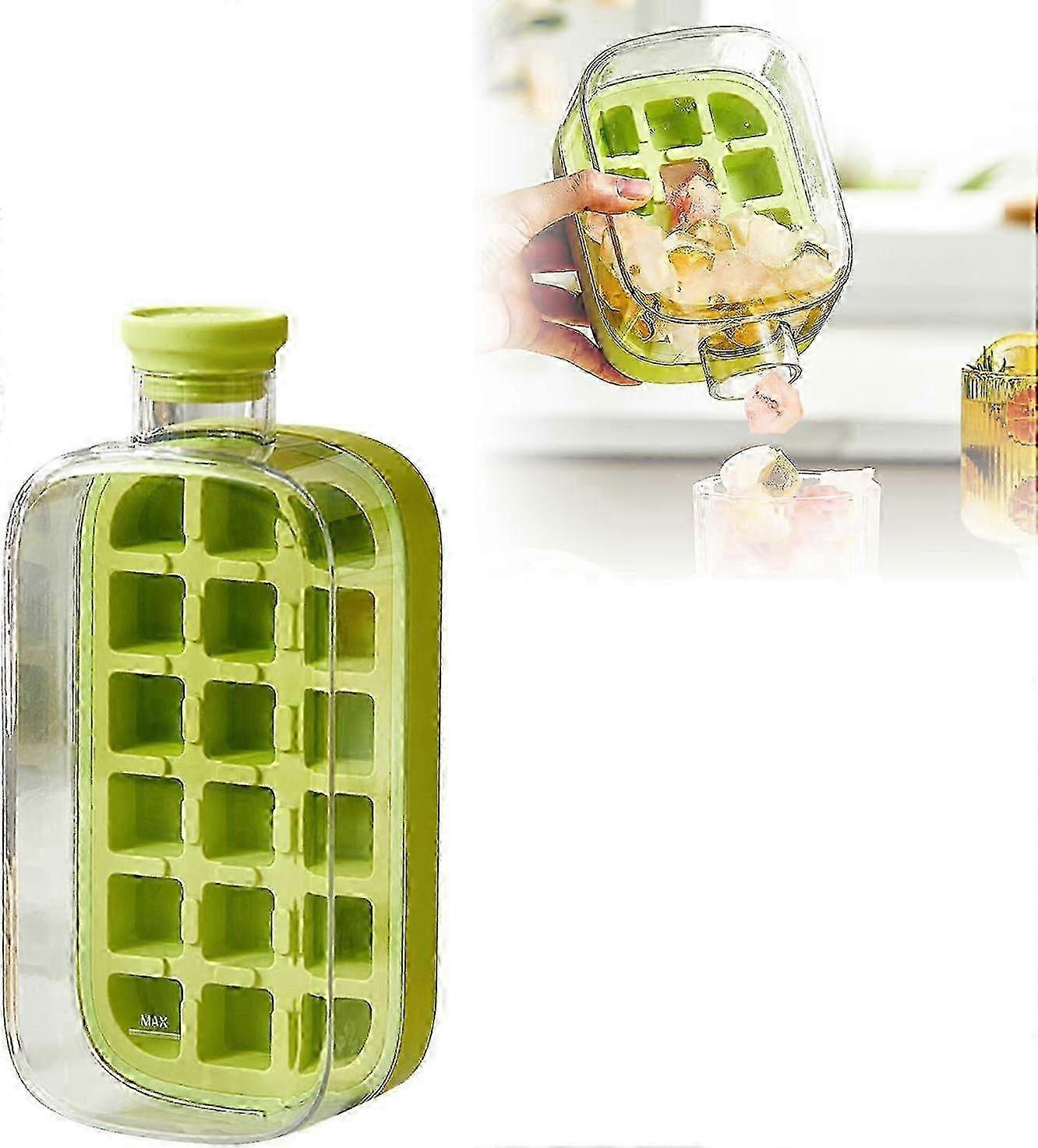 2025 Ice Cube Bottle, Ice and Water Cup In One, Touch-Free Ice Cube Tray Water Bottle, Ice Maker for Freezer, Coffee, Juice, Beverage