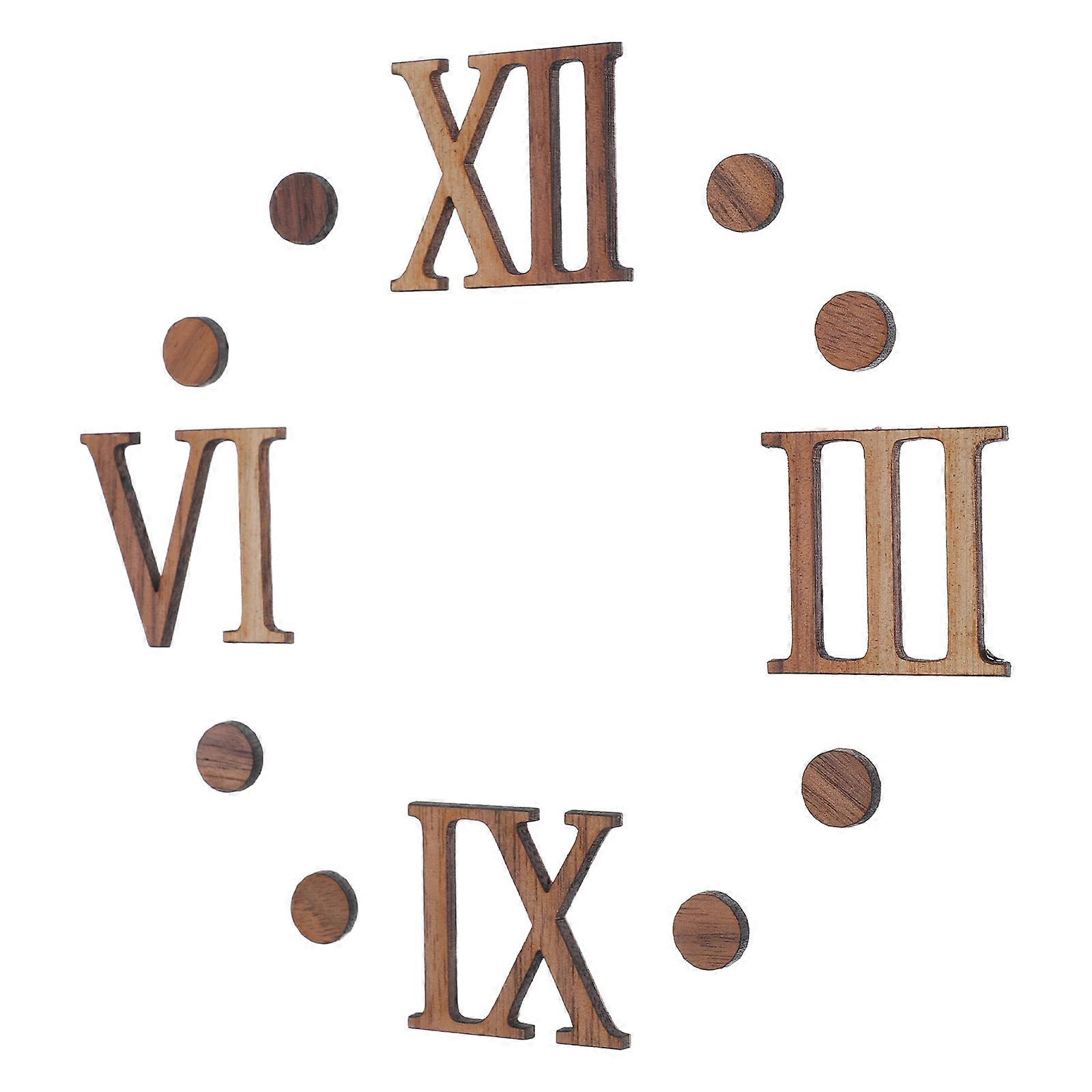 Coffee Wood Clock Numerals Kit for 1Set DIY Roman Numerals Wall Clock