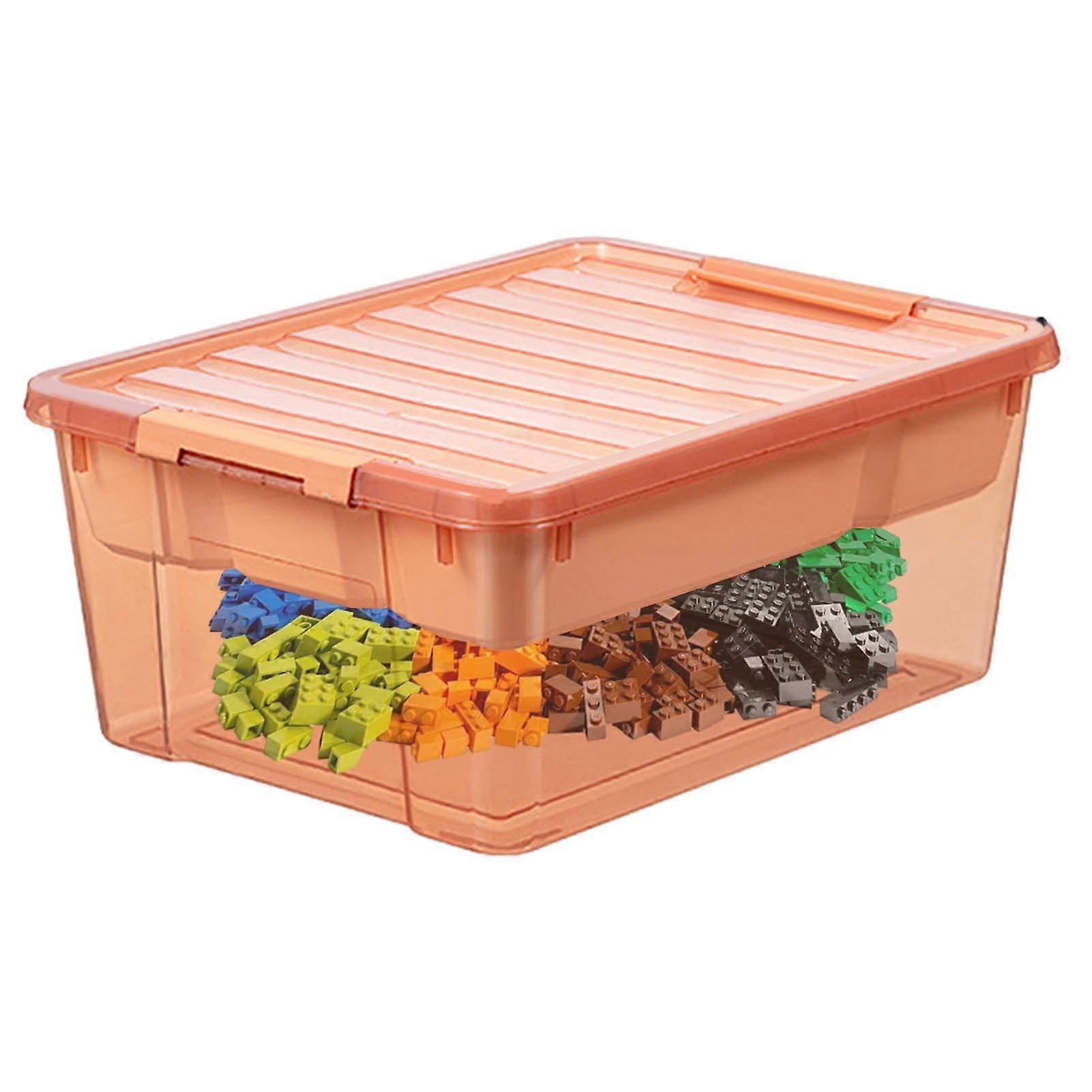 Storage Bins with Lids Stackable Toy Organizer for Closet Office and Home Storage (A)