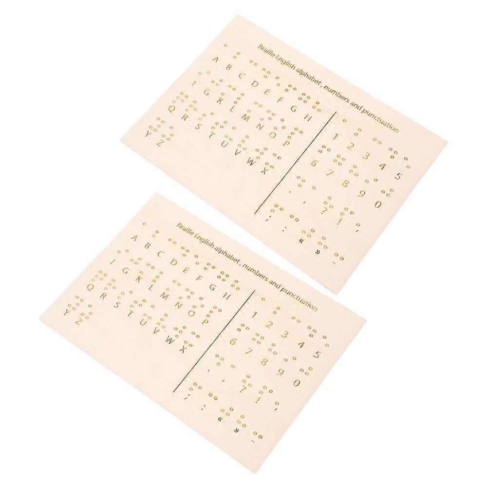 Braille Learning 2Pcs Wooden Braille Alphabet Board Educational Tool For Learning Braille Khaki Color Rectangular Shape With Raised Dots