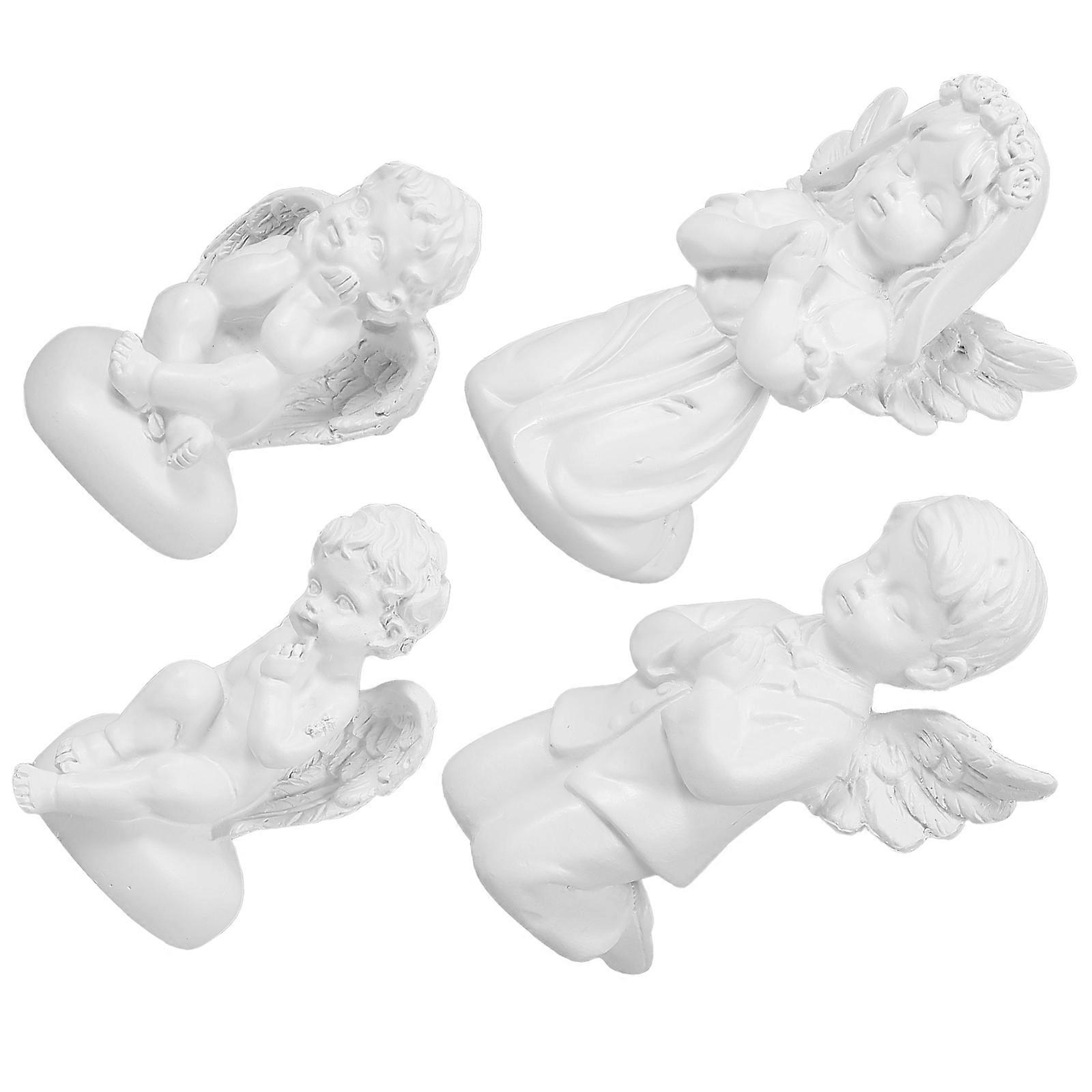 White Resin Statue for Home Decor 4Pcs Figurines