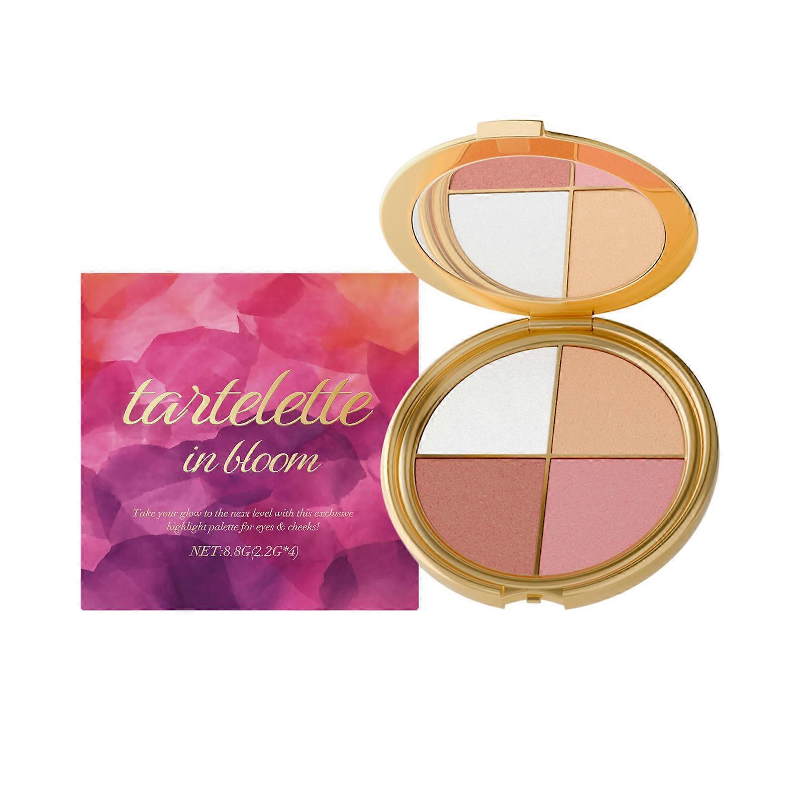4-Color Multifunctional Palette - Highlighter & Blush with Mica & Vitamin E, 8.8g - Natural Glow, Silky Texture, Travel-Friendly with Mirror